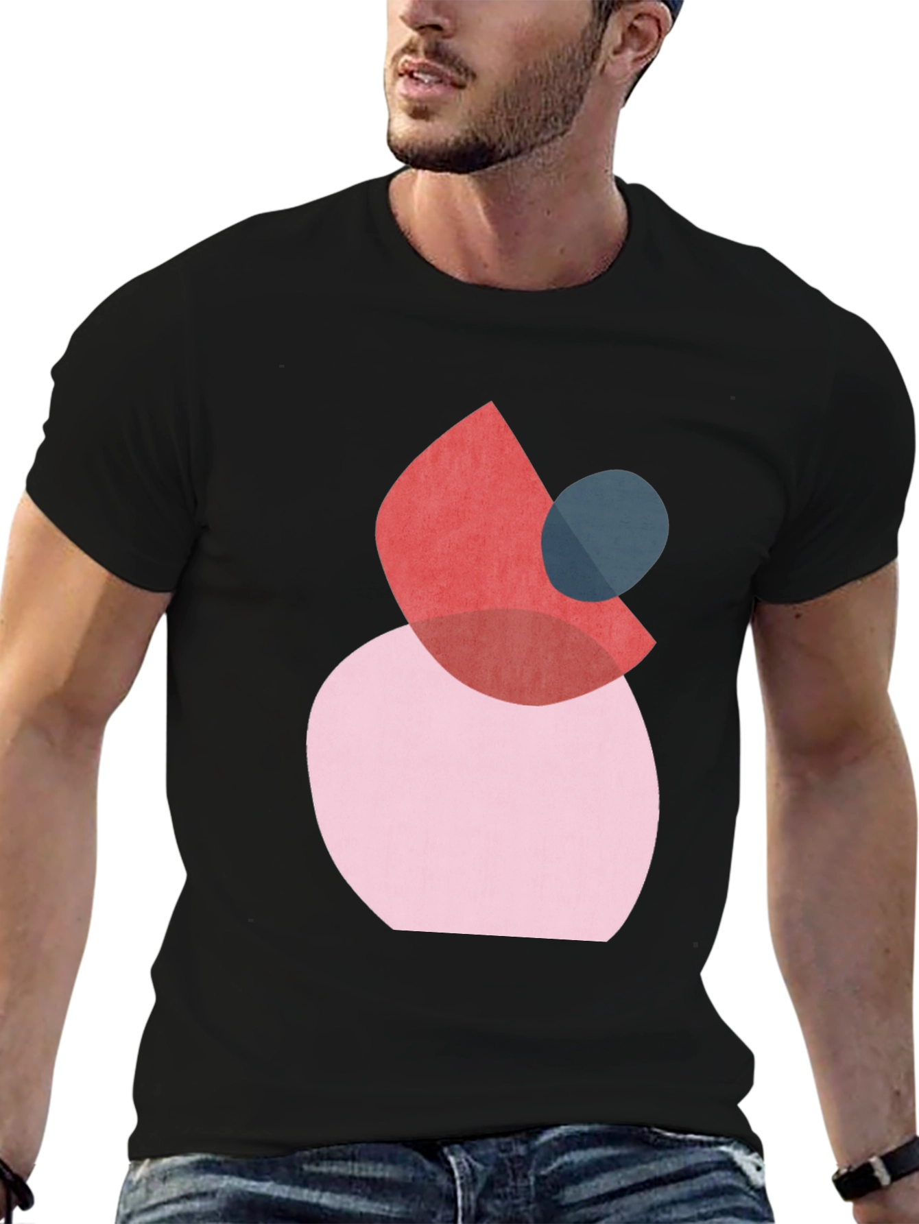 Black Abstract Shapes Black T-Shirt view 6