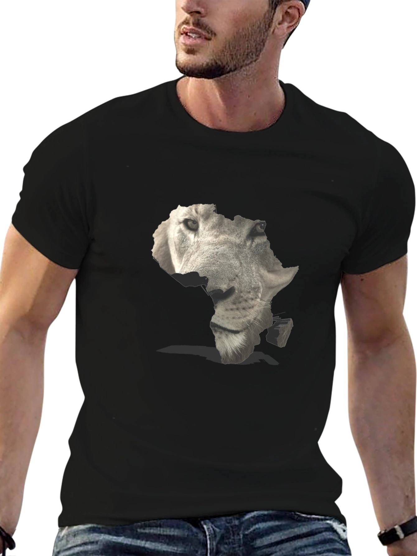 Black Africa Lion Face Graphic Tee - Black view 6