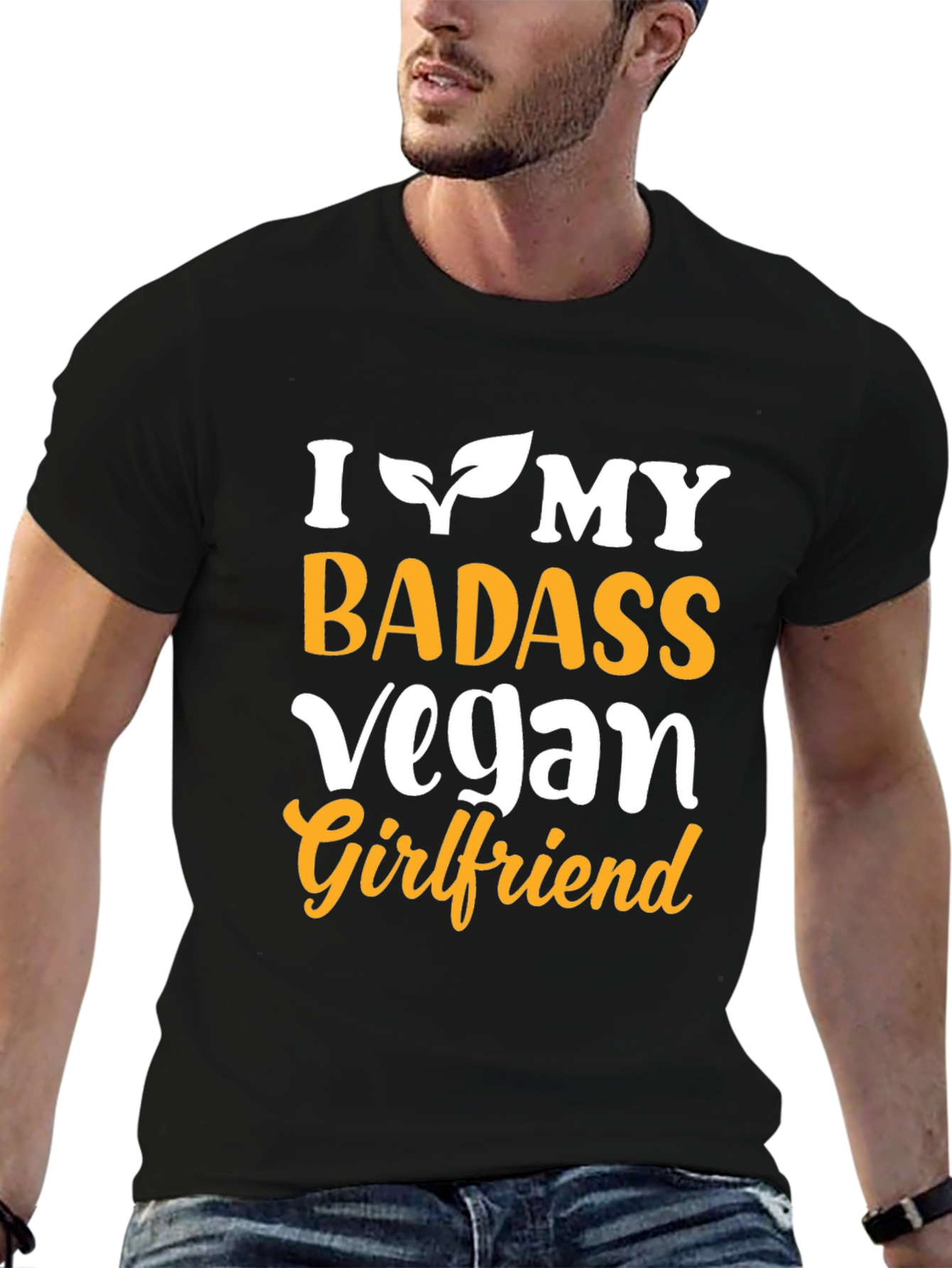 Black I Heart My Badass Vegan Girlfriend Graphic Tee view 6