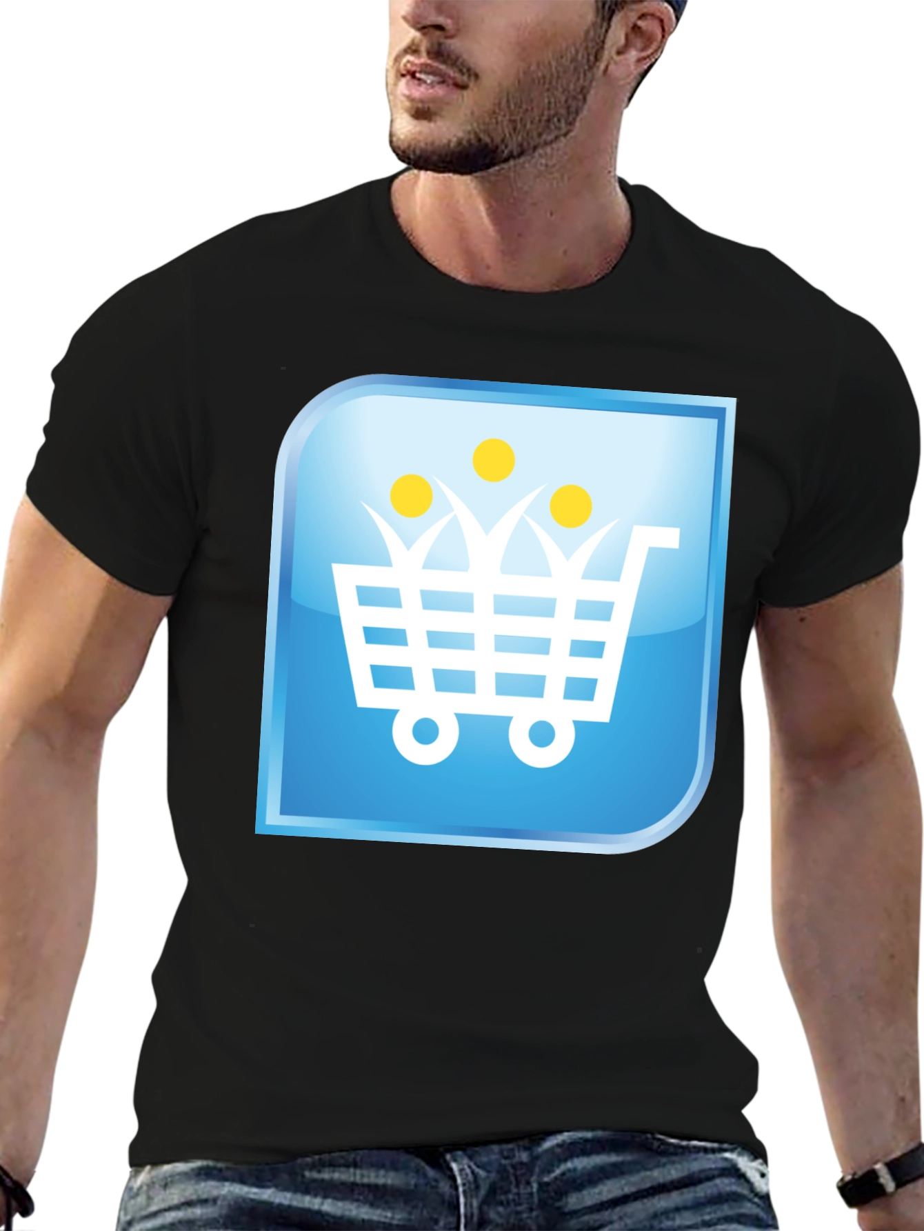 Black Shopping Cart People Black T-Shirt view 6