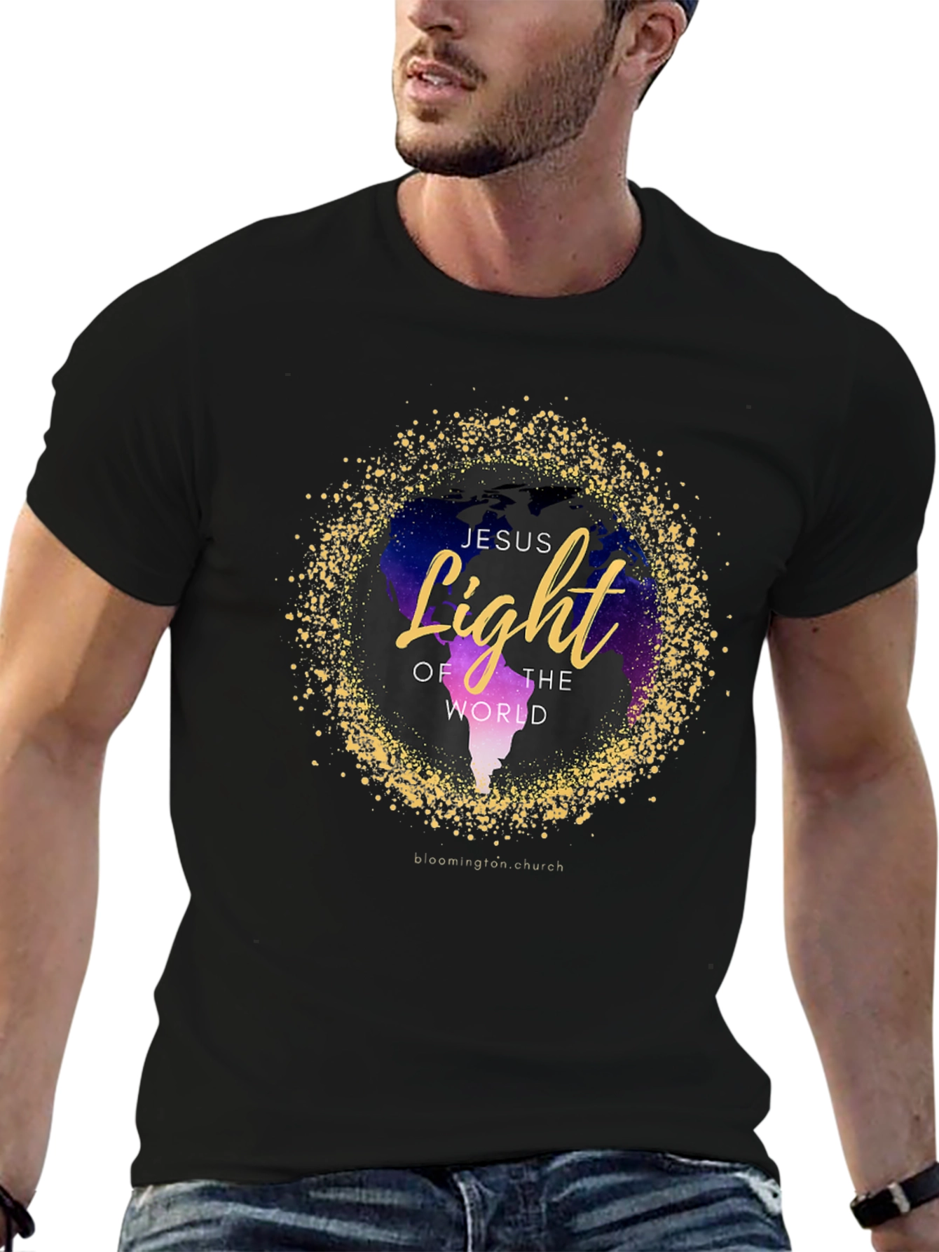 Black Jesus Light of the World Graphic T-Shirt view 6