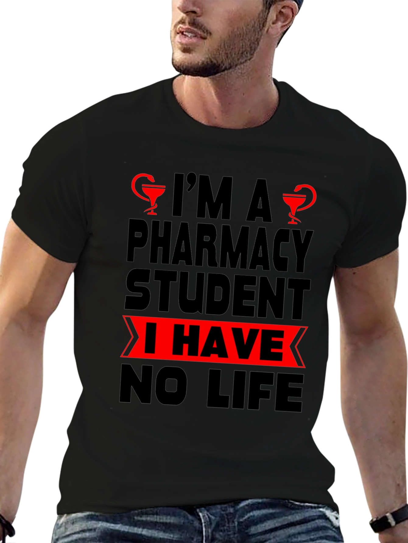 Black Pharmacy Student No Life Graphic T-Shirt view 6