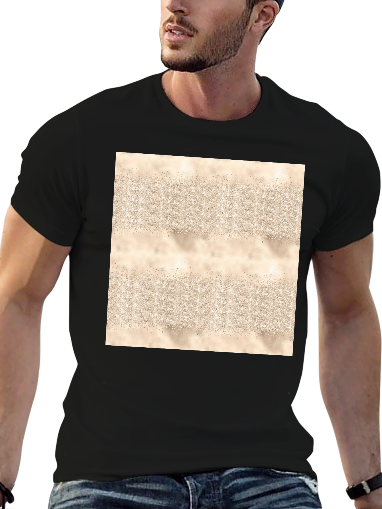 Black Abstract Pattern Black T-Shirt view 6