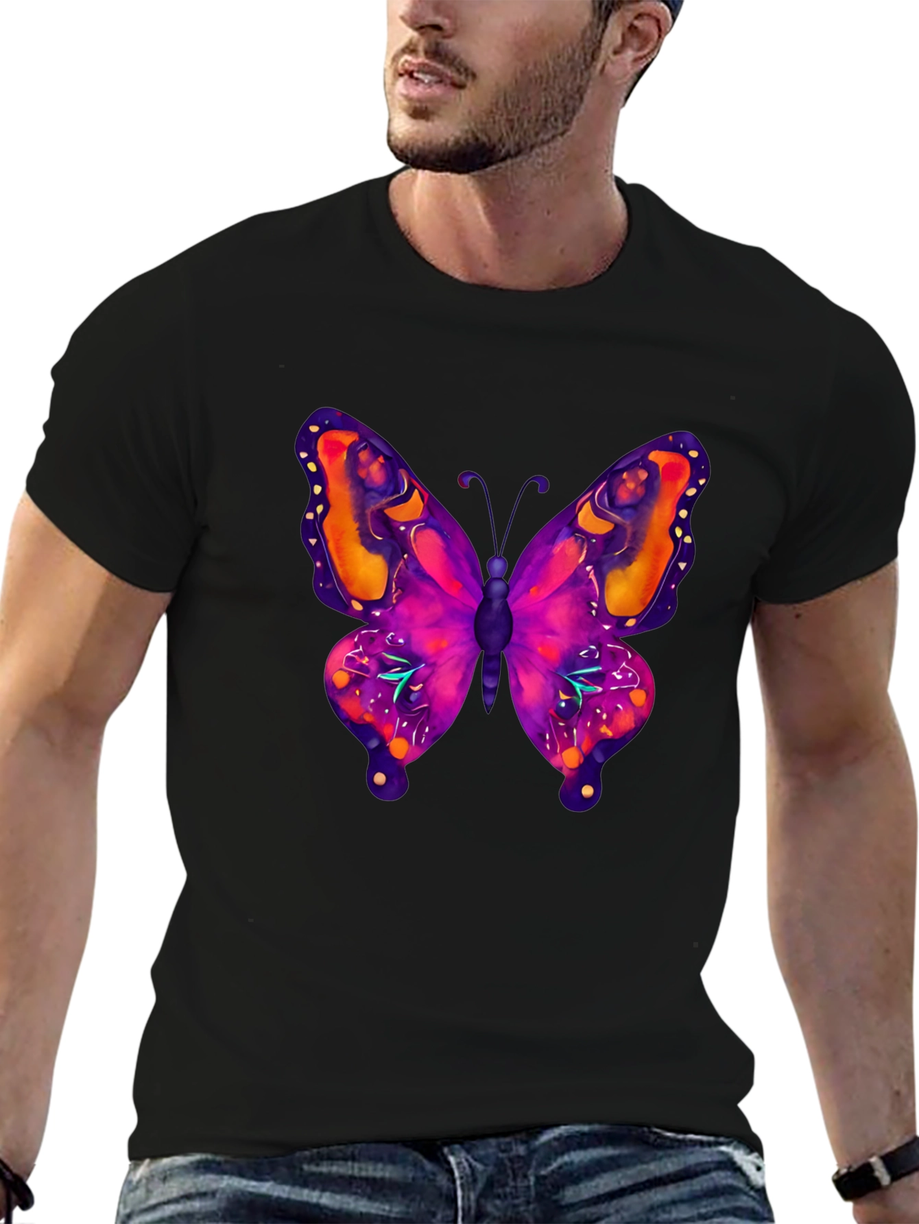 Black Butterfly Graphic Tee - Bold & Vibrant view 6