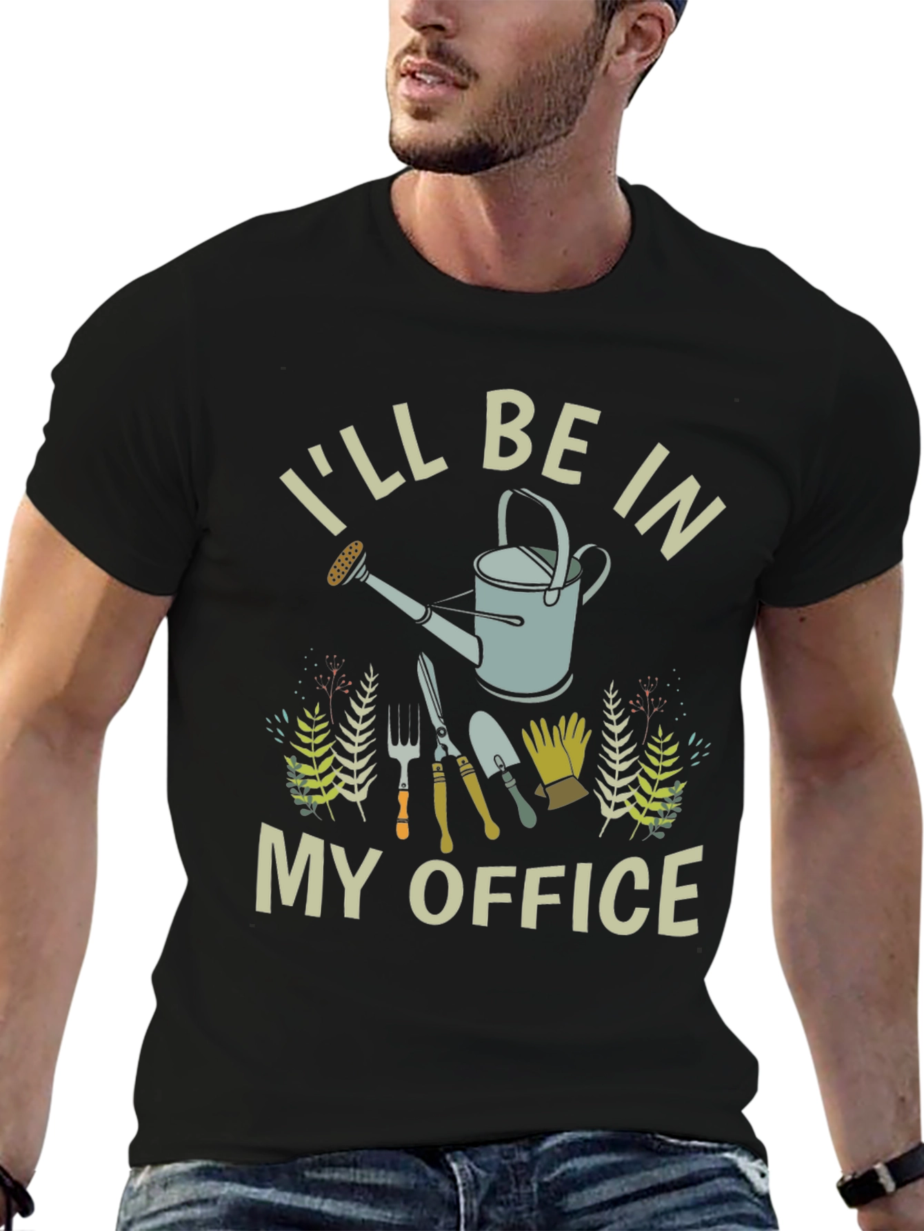 Black Gardener T-Shirt - I'll Be In My Office Gardening view 6