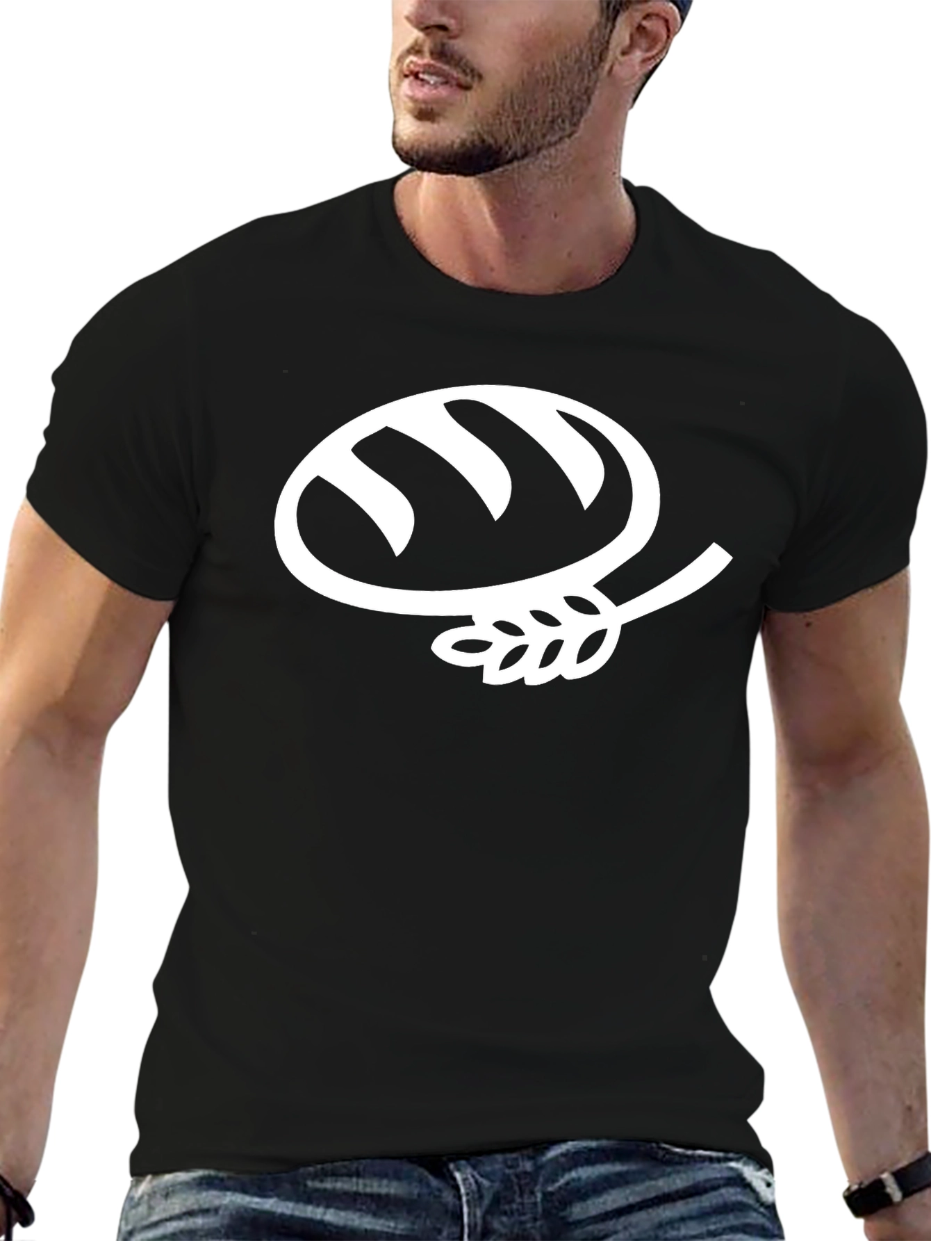 Black Bread Wheat Graphic Tee - Black Cotton T-Shirt view 6