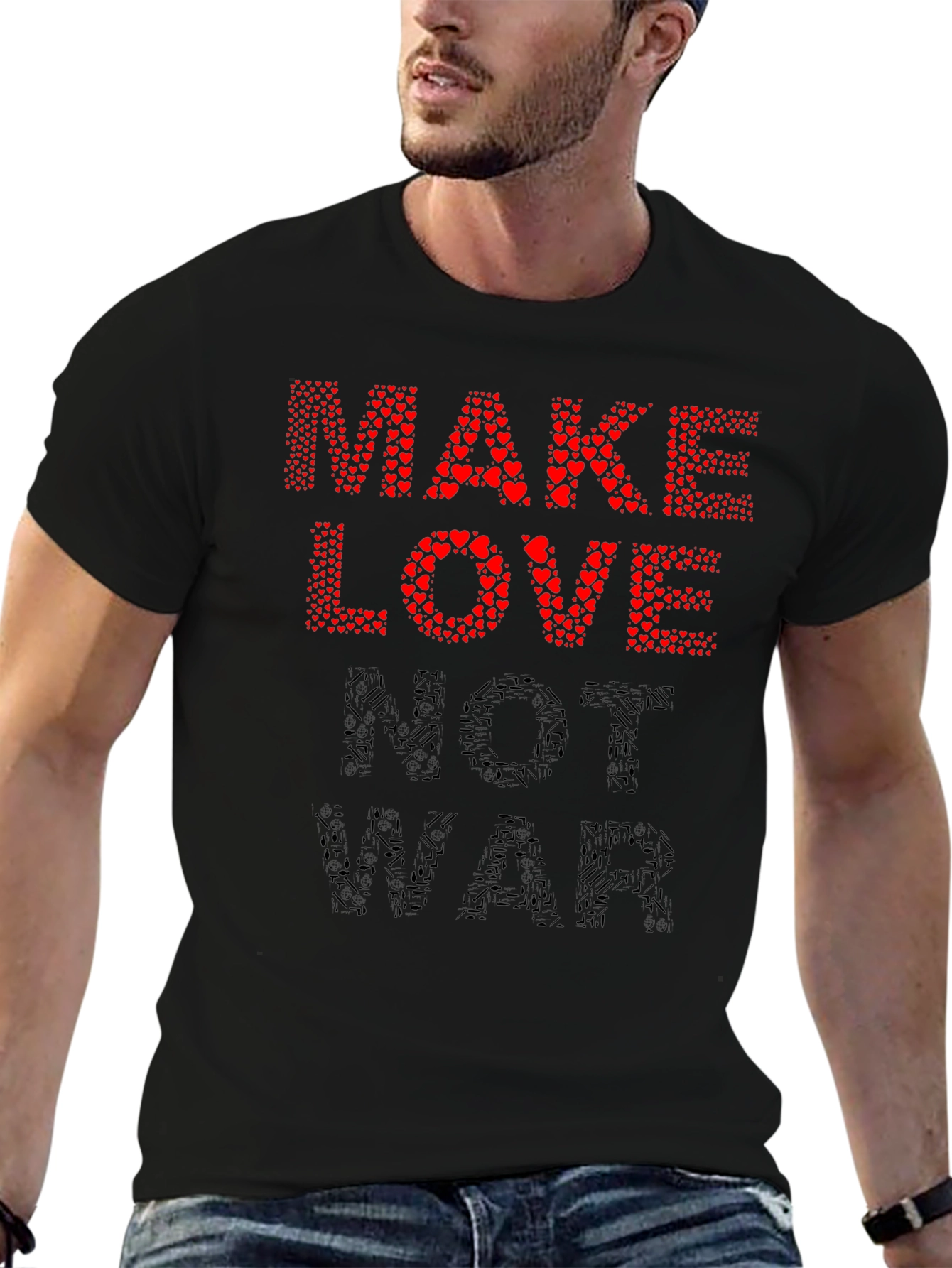 Black Make Love Not War Graphic T-Shirt view 6