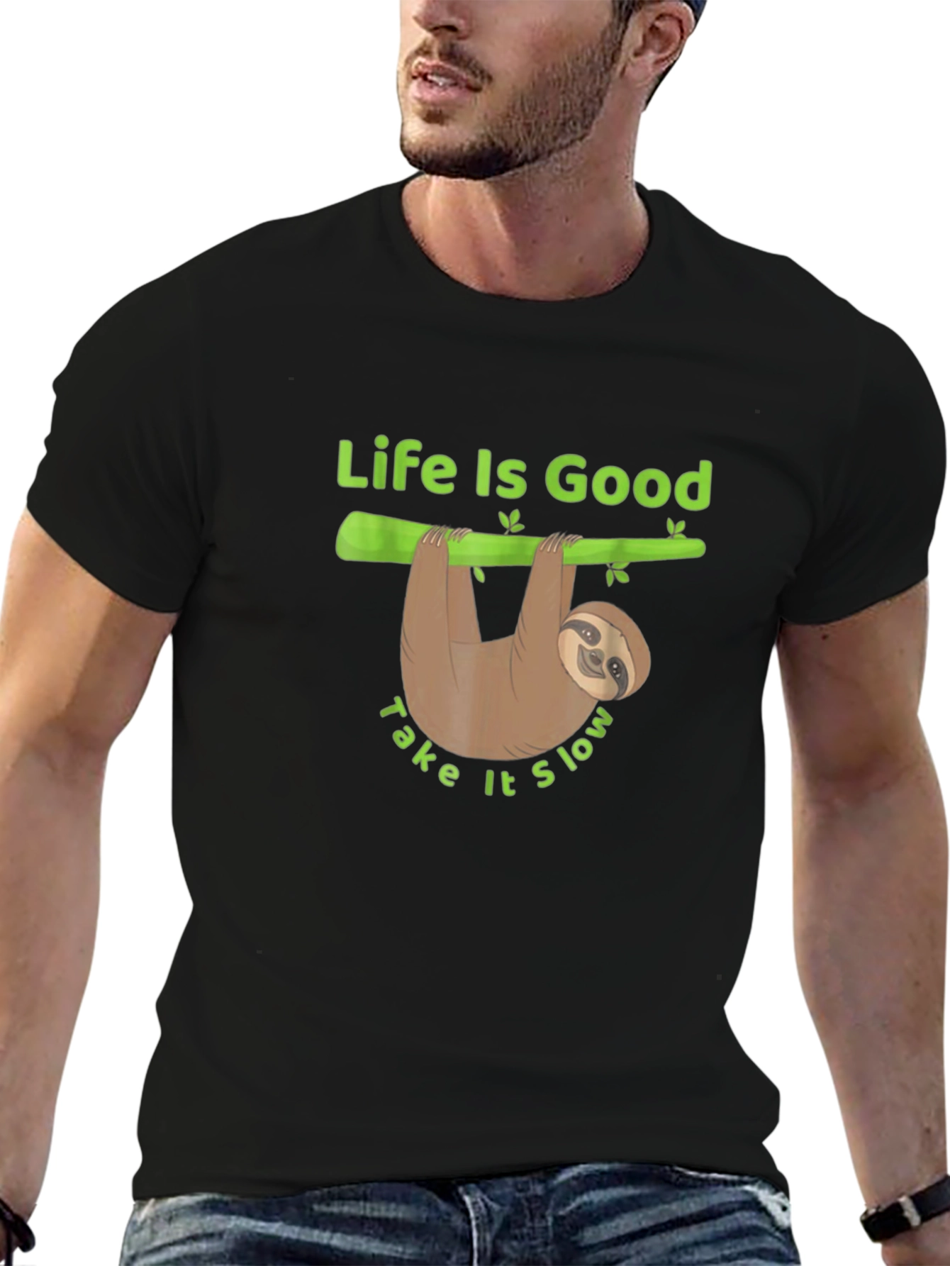 Black Life is Good Sloth Graphic Tee - Relaxed Fit view 6