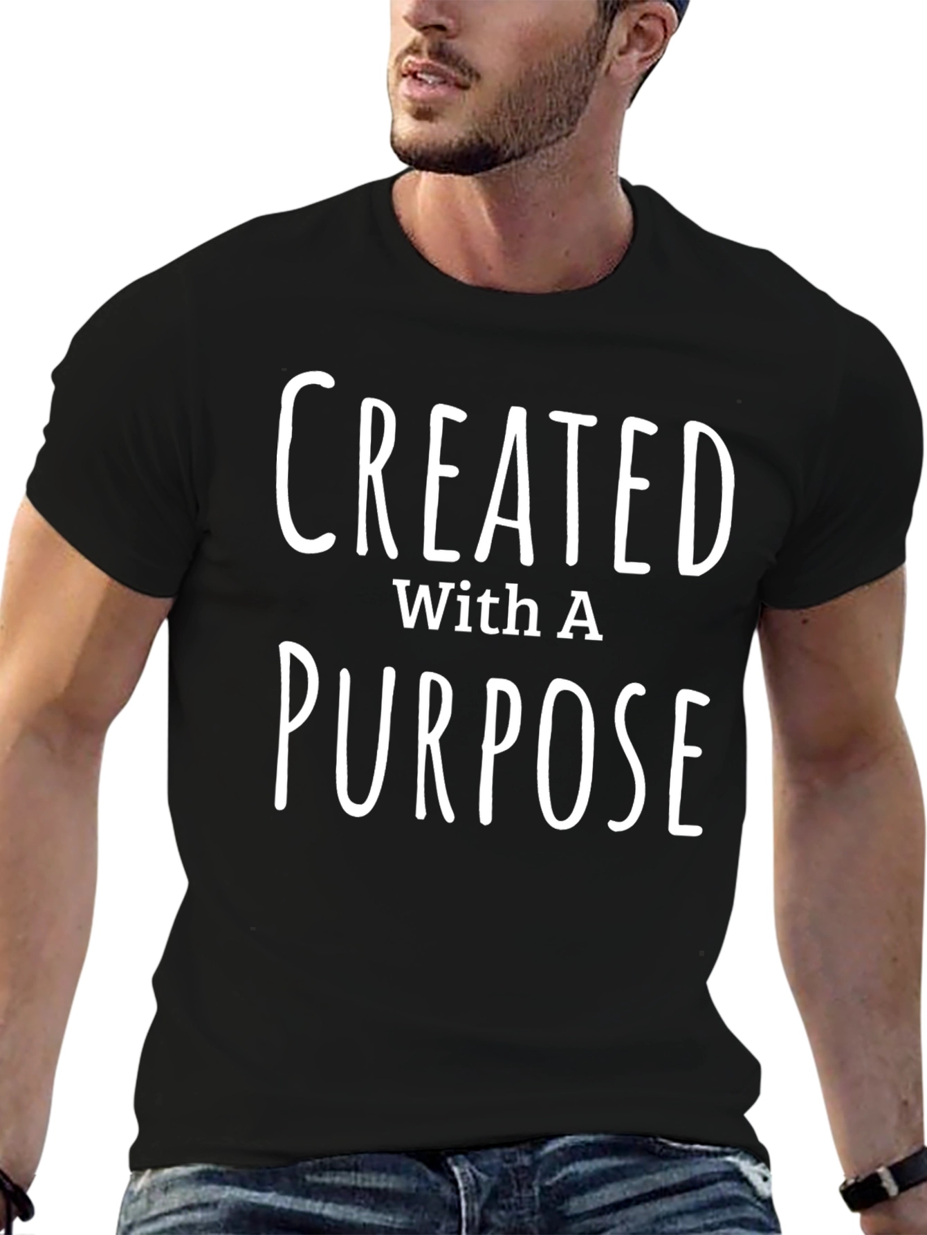 Black Created With A Purpose Graphic T-Shirt view 6