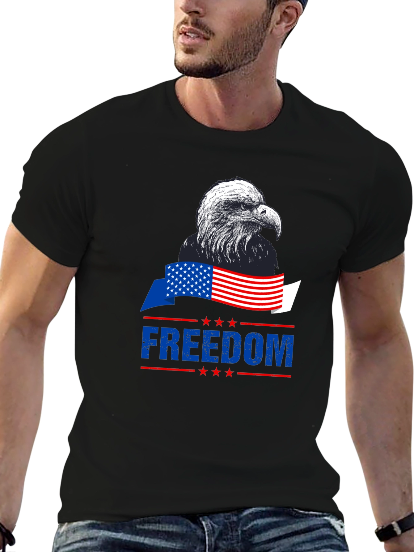 Black Patriotic Eagle Freedom T-Shirt - American Pride view 6