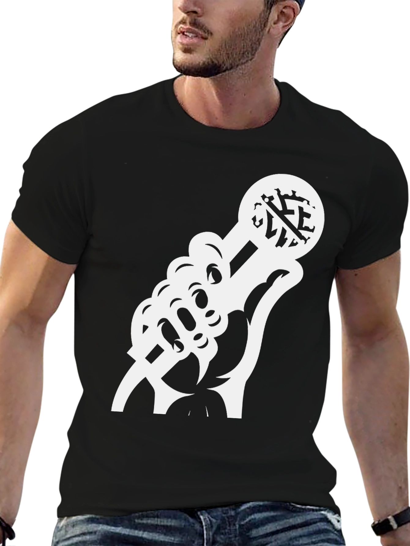 Black Mic Drop Tee: Classic Black Graphic T-Shirt view 6