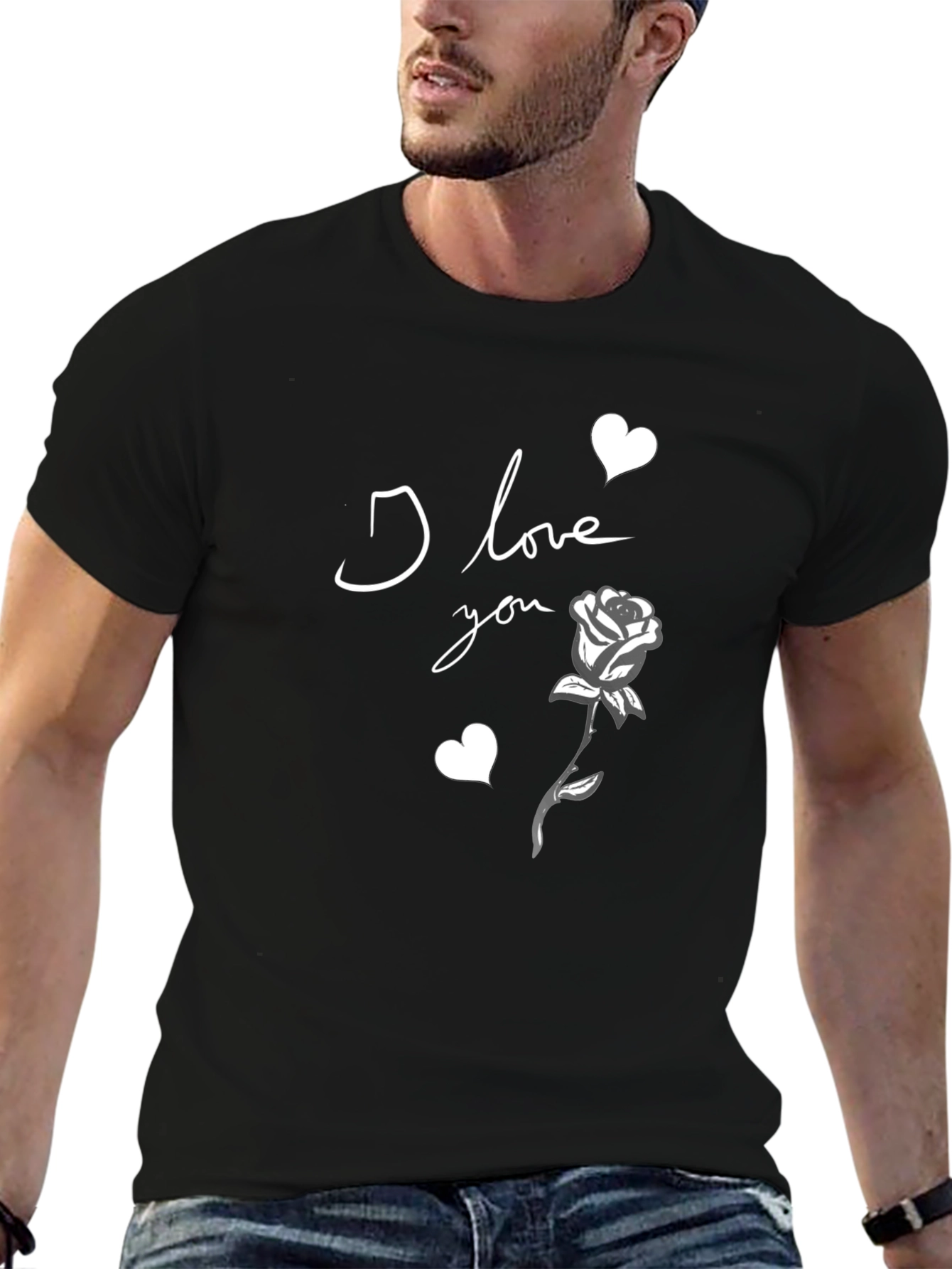 Black I Love You Rose Graphic Tee - Black view 6