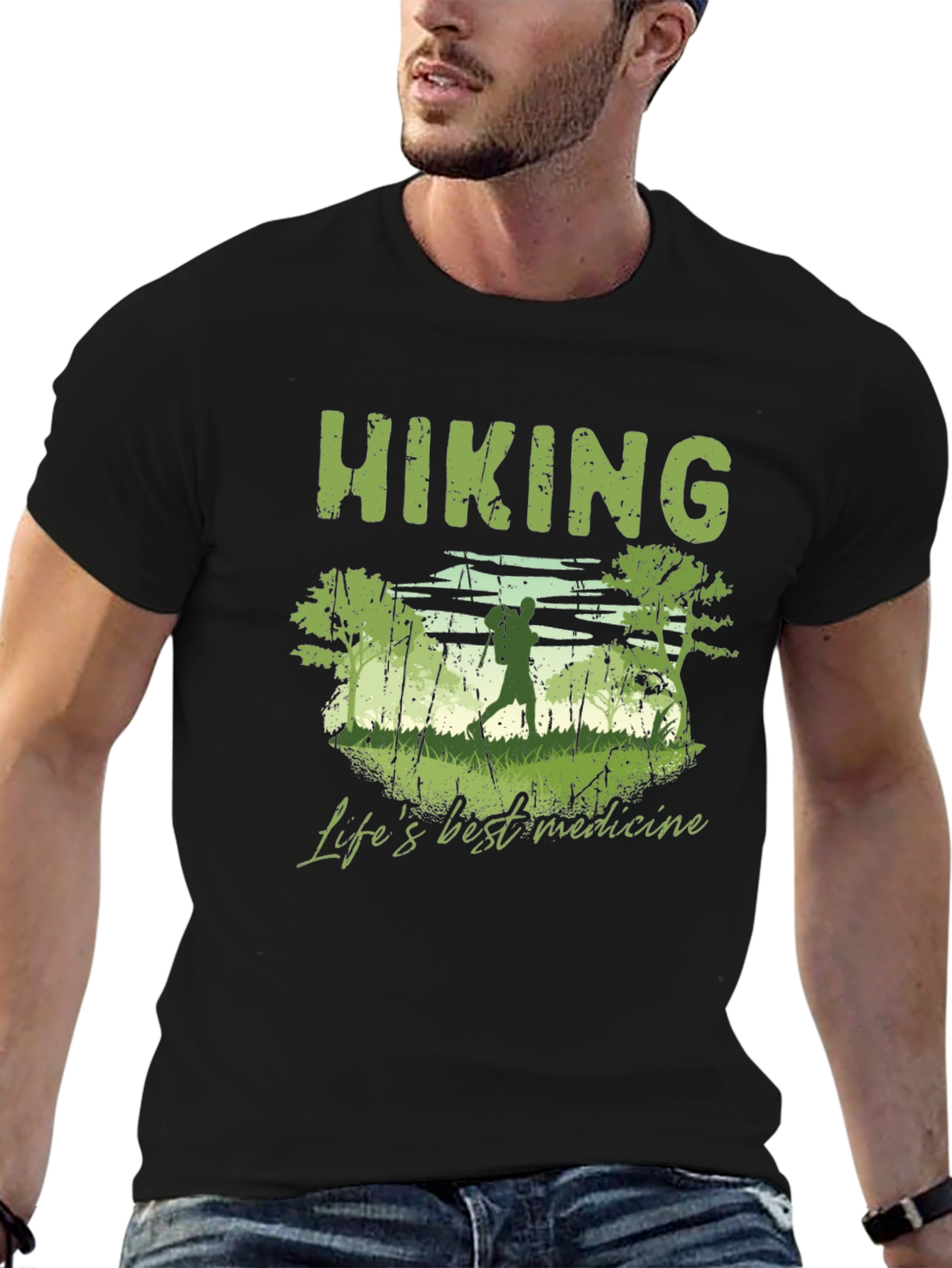Black Hiking 'Life's Best Medicine' Graphic T-Shirt view 6
