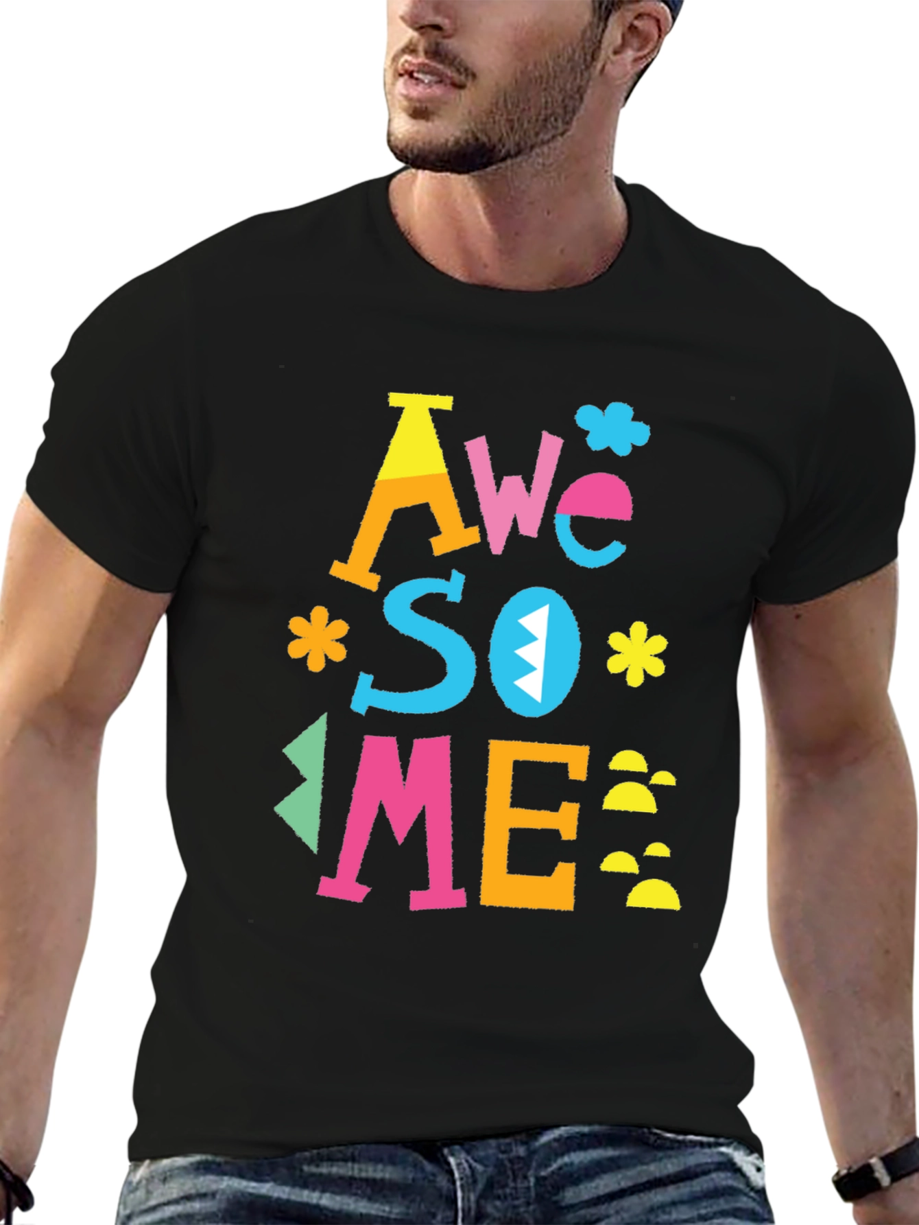 Black Awesome Graphic Tee - Men's Black T-Shirt view 6