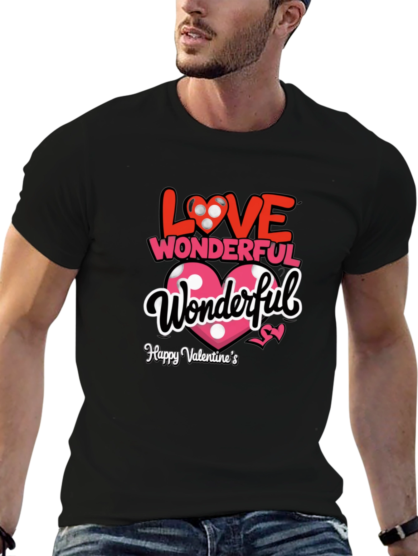 Black Love Wonderful Valentine's Day Black T-Shirt view 6