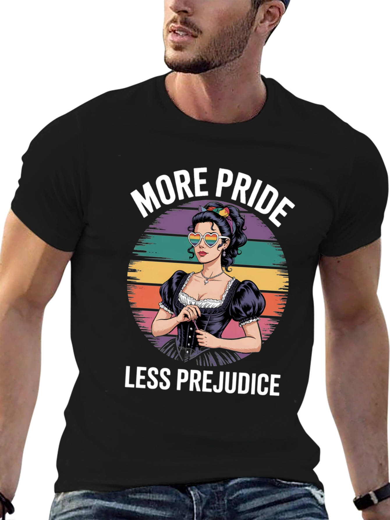 Black More Pride Less Prejudice T-Shirt view 6