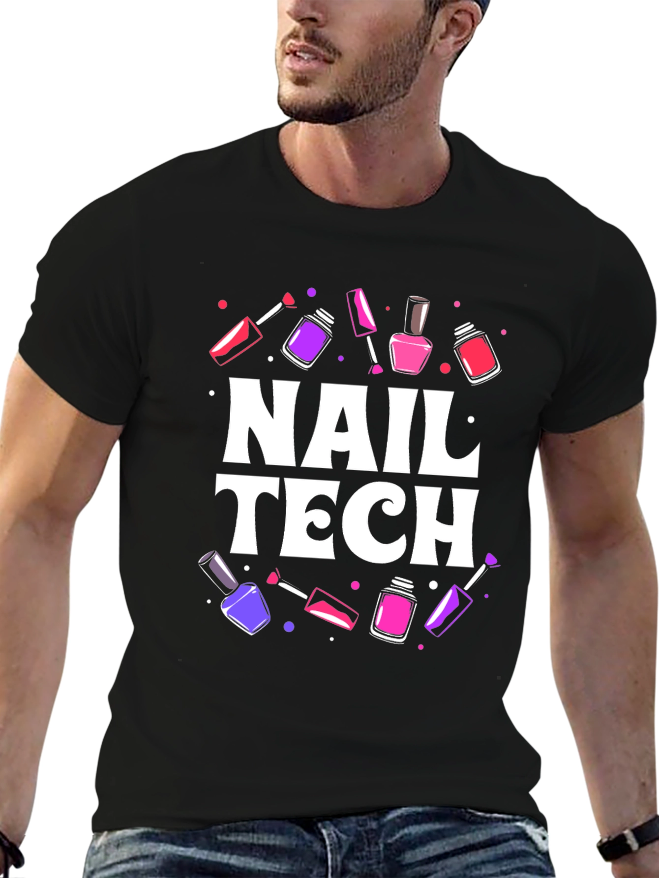 Black Nail Tech T-Shirt - Stylish Manicure Design view 6