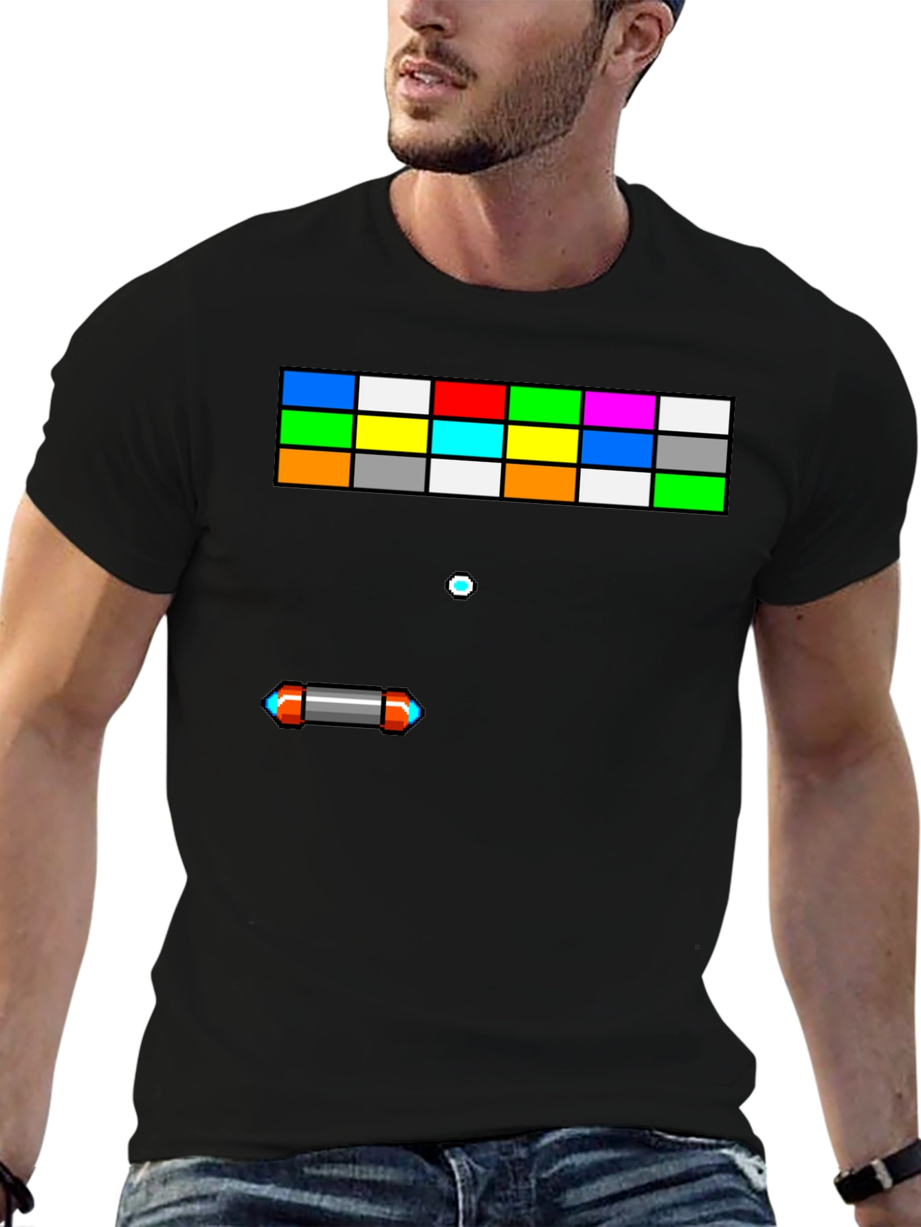Black Retro Arcade Gamer T-Shirt - Breakout Inspired Design view 6