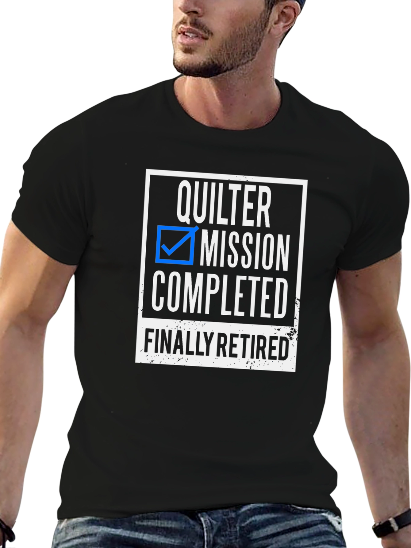 Black Quilter Mission Completed, Funny Retirement T-Shirt view 6