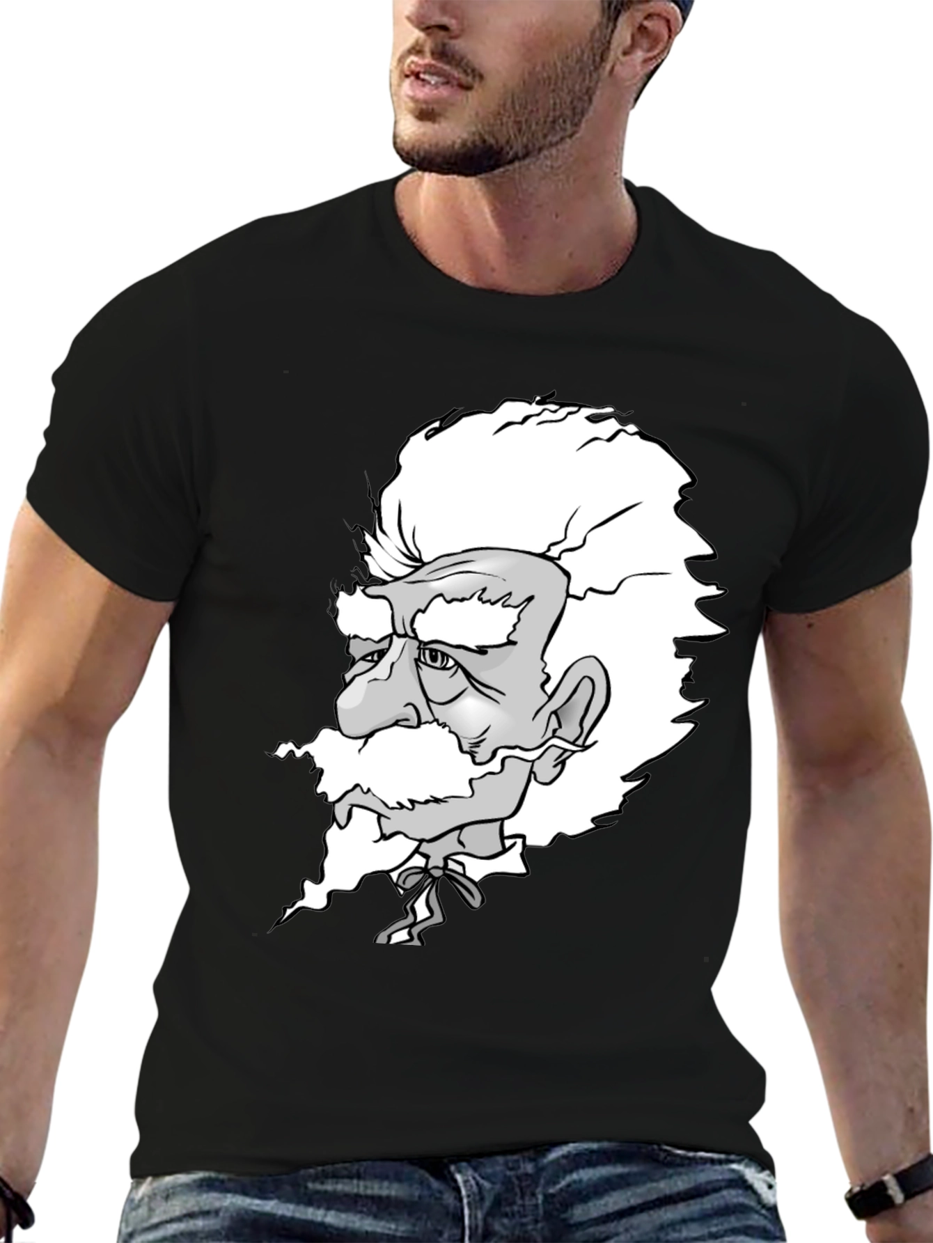 Black Einstein Graphic Print Black T-Shirt view 6