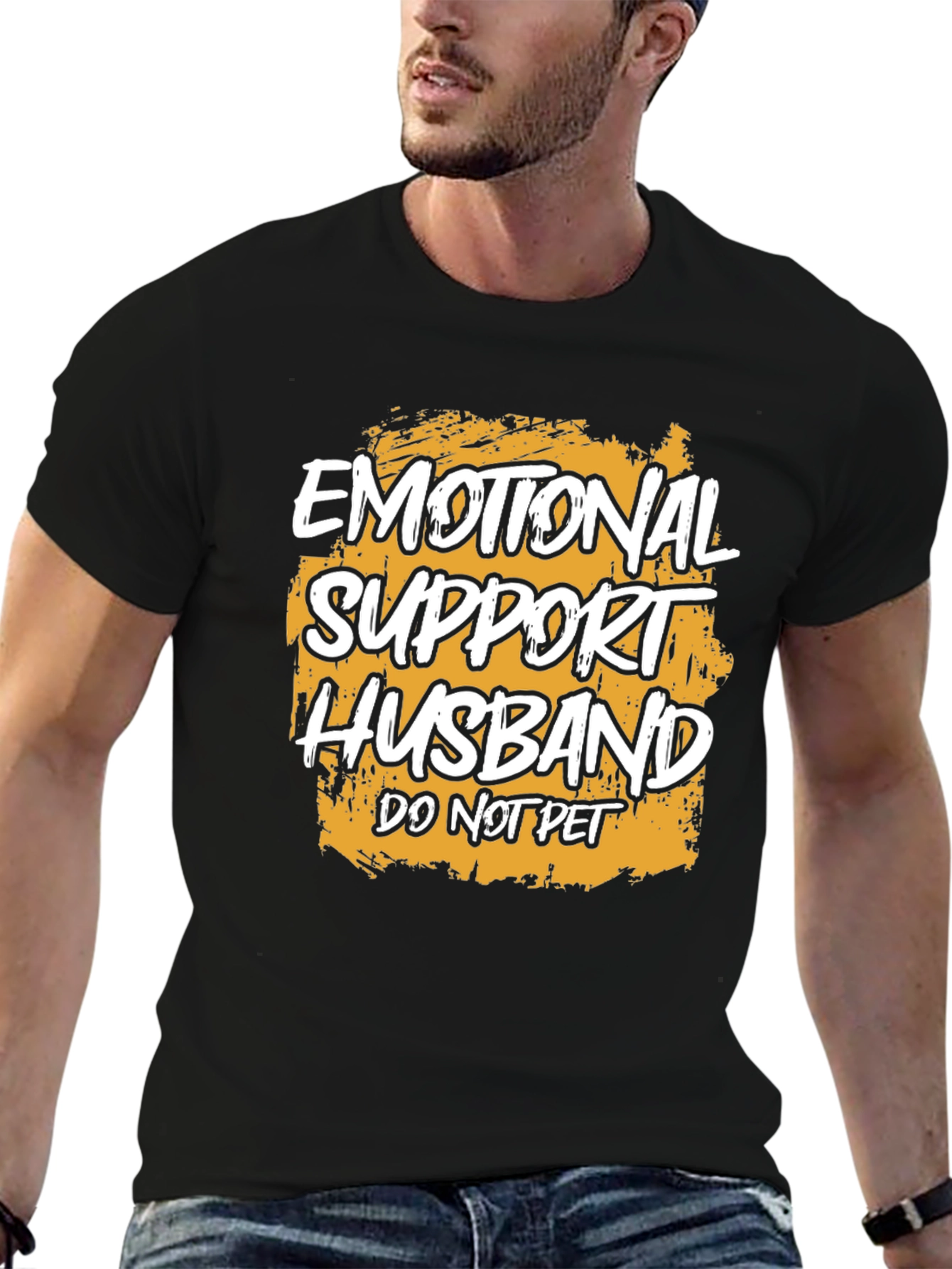 Black Emotional Support Husband T-Shirt view 6