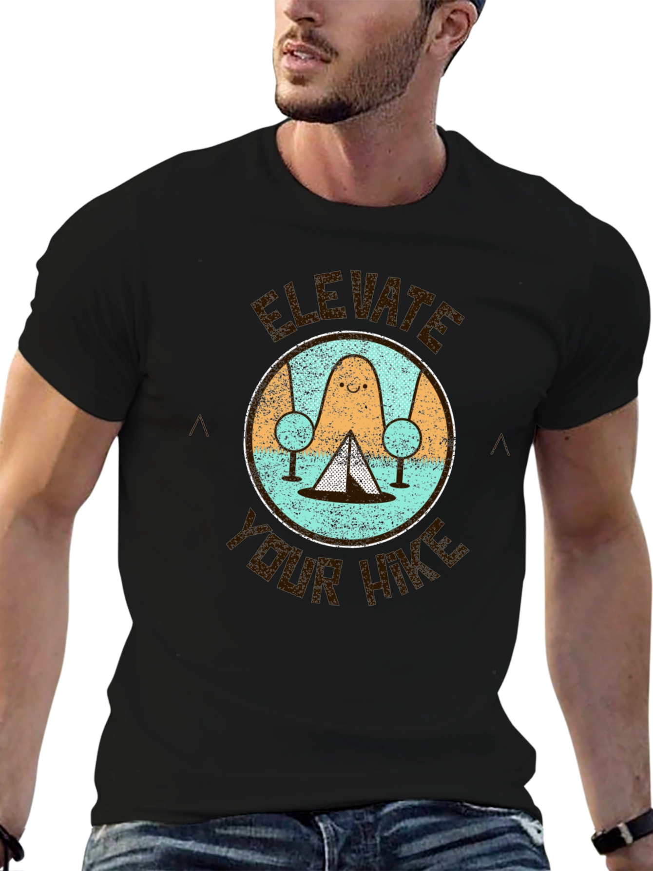 Black Elevate Your Hike T-Shirt - Camping Adventure Tee view 6