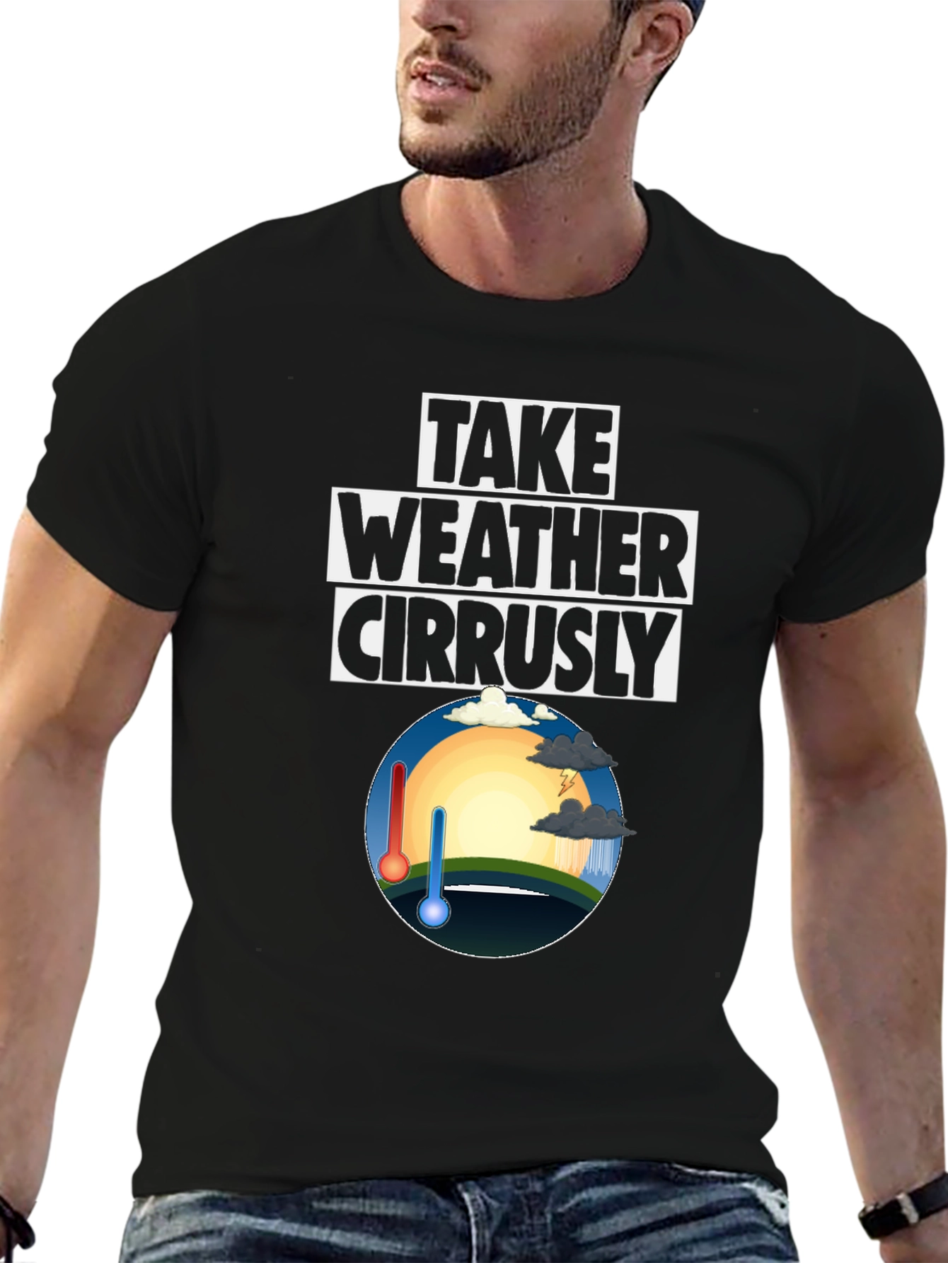 Black Take Weather Cirrusly Black Cotton T-Shirt view 6