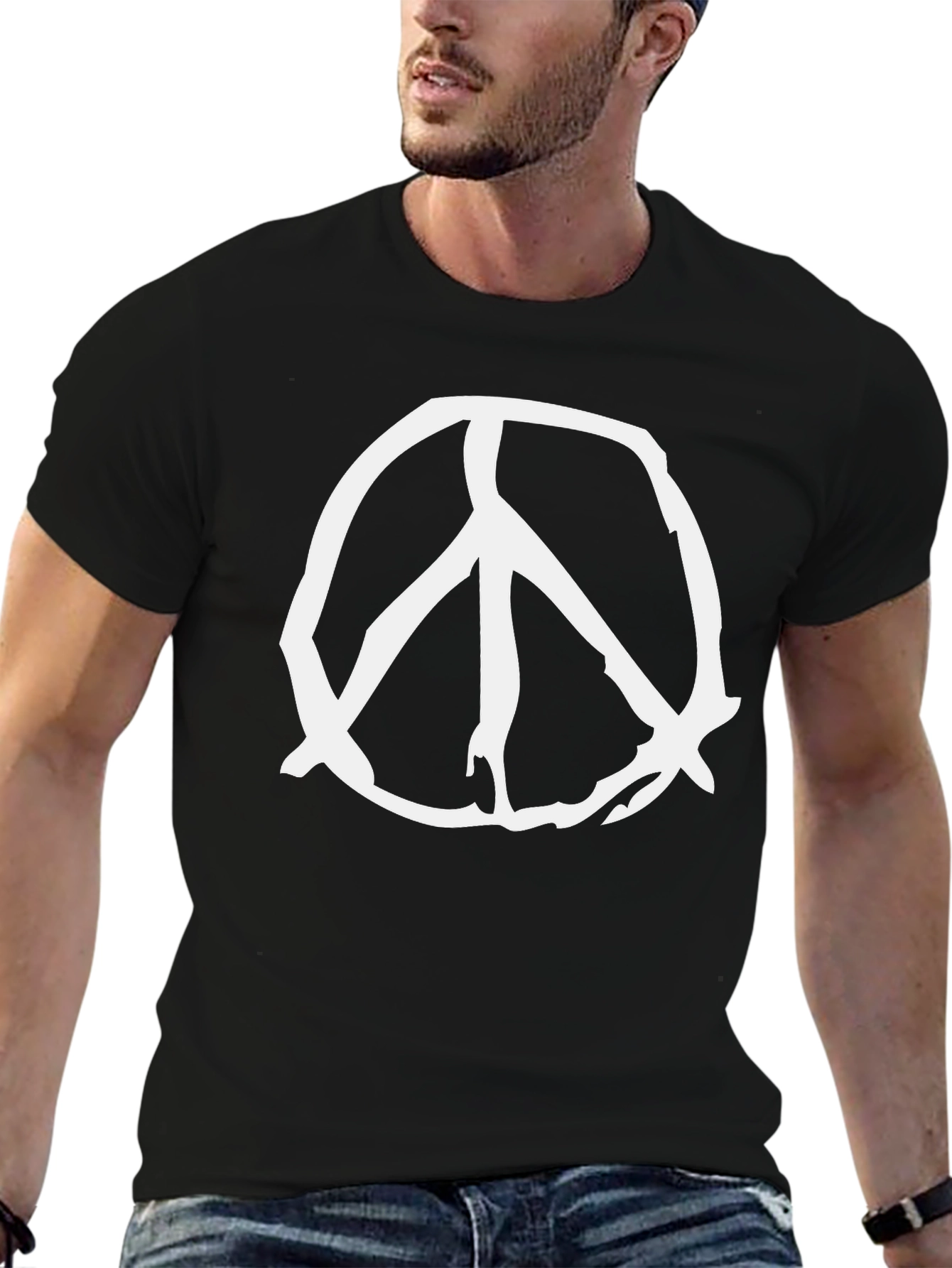 Black Peace Symbol Black T-Shirt view 6
