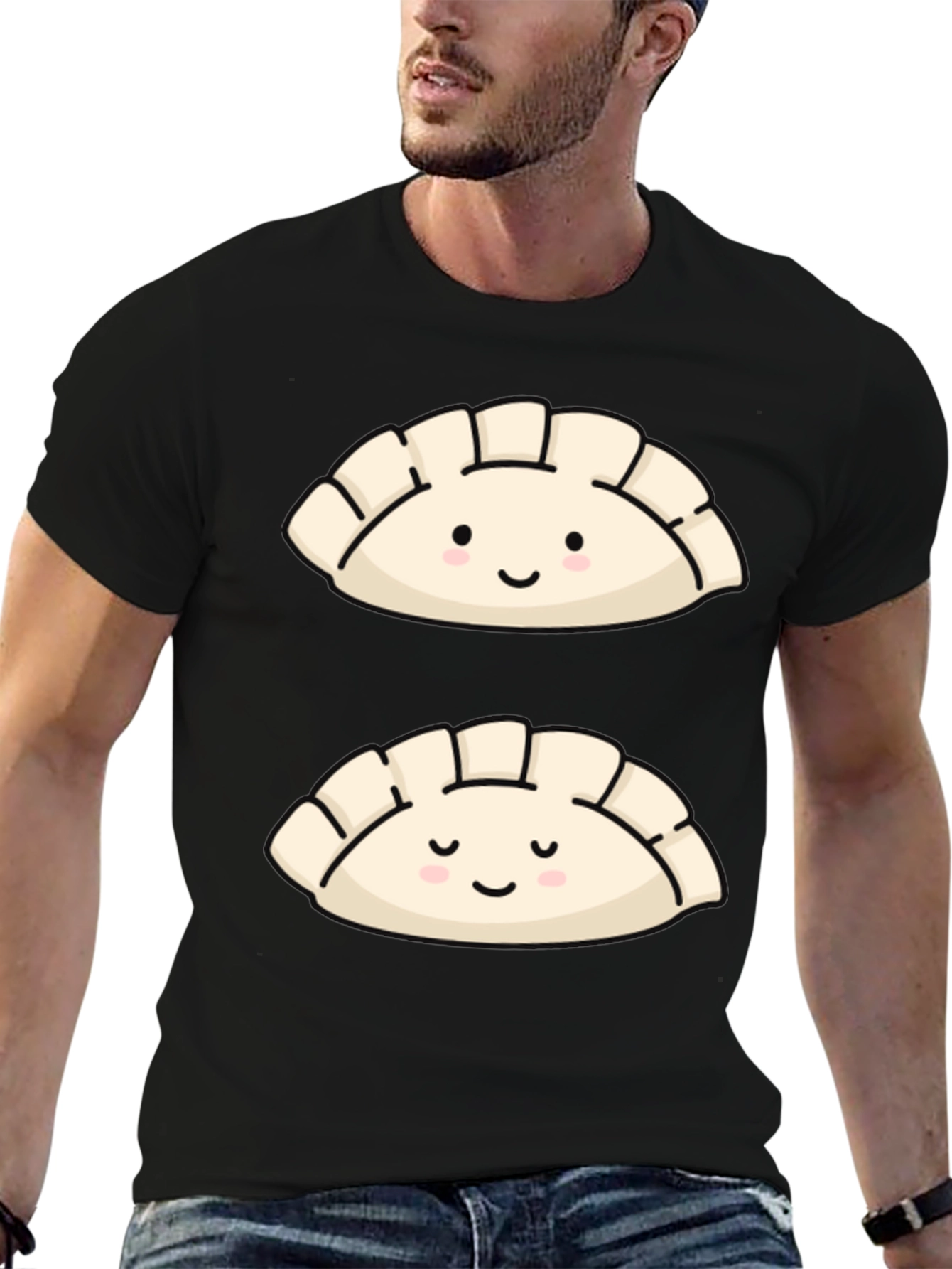 Black Cute Dumpling Graphic T-Shirt - Foodie Fashion view 6