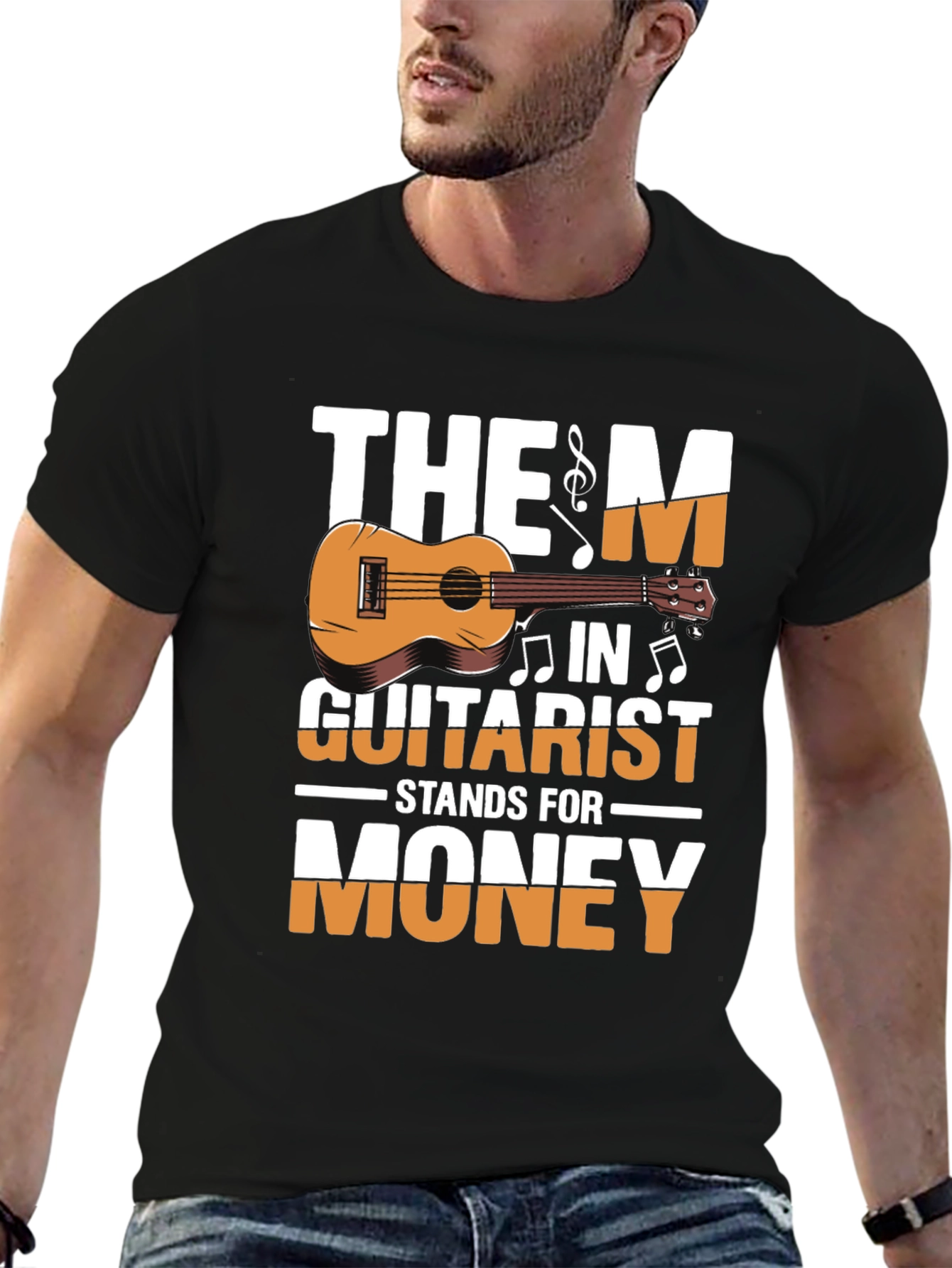 Black The M in Guitarist Stands for Money T-Shirt view 6