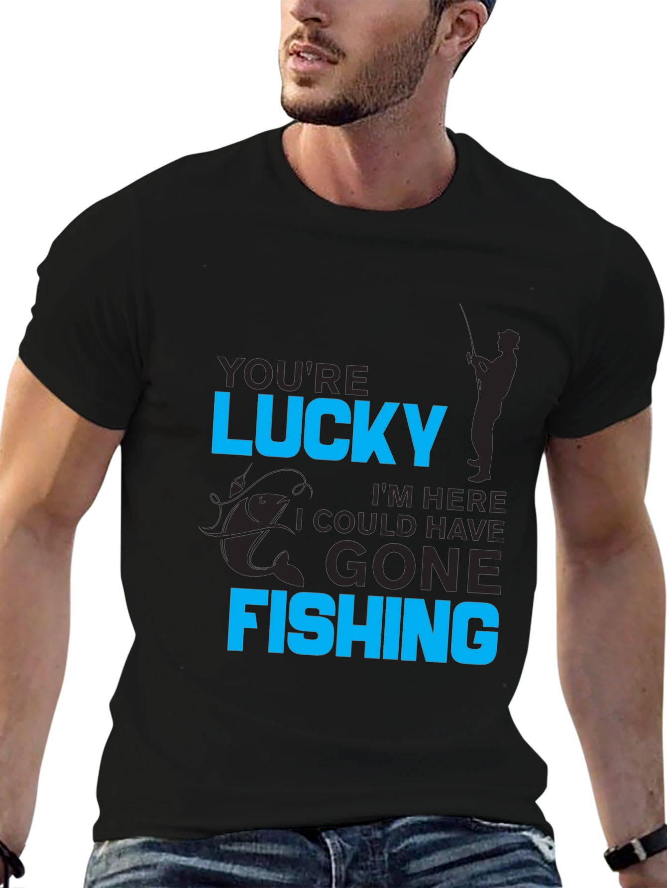 Black Lucky Fishing Graphic Tee view 6