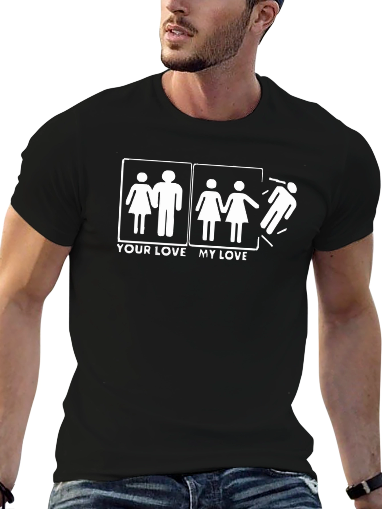 Black Humorous T-Shirt: Your Love, My Love Graphic Tee view 6