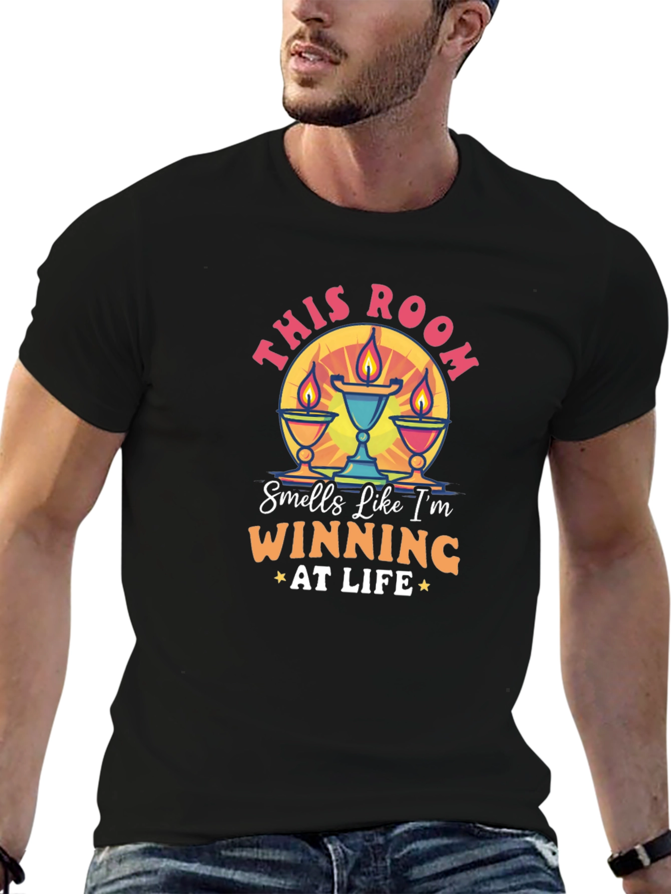 Black Winning at Life T-Shirt - Funny Scented Room Graphic Tee view 6