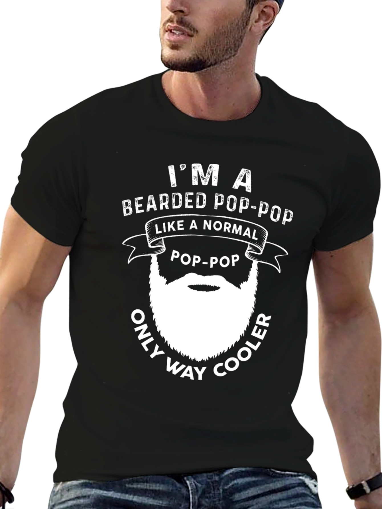 Black Bearded Pop-Pop Novelty T-Shirt view 6