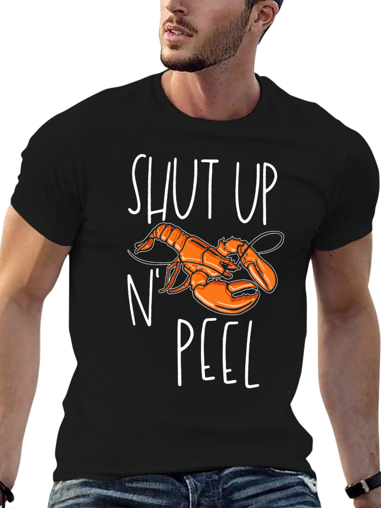 Black Shut Up N' Peel Lobster Graphic T-Shirt view 6