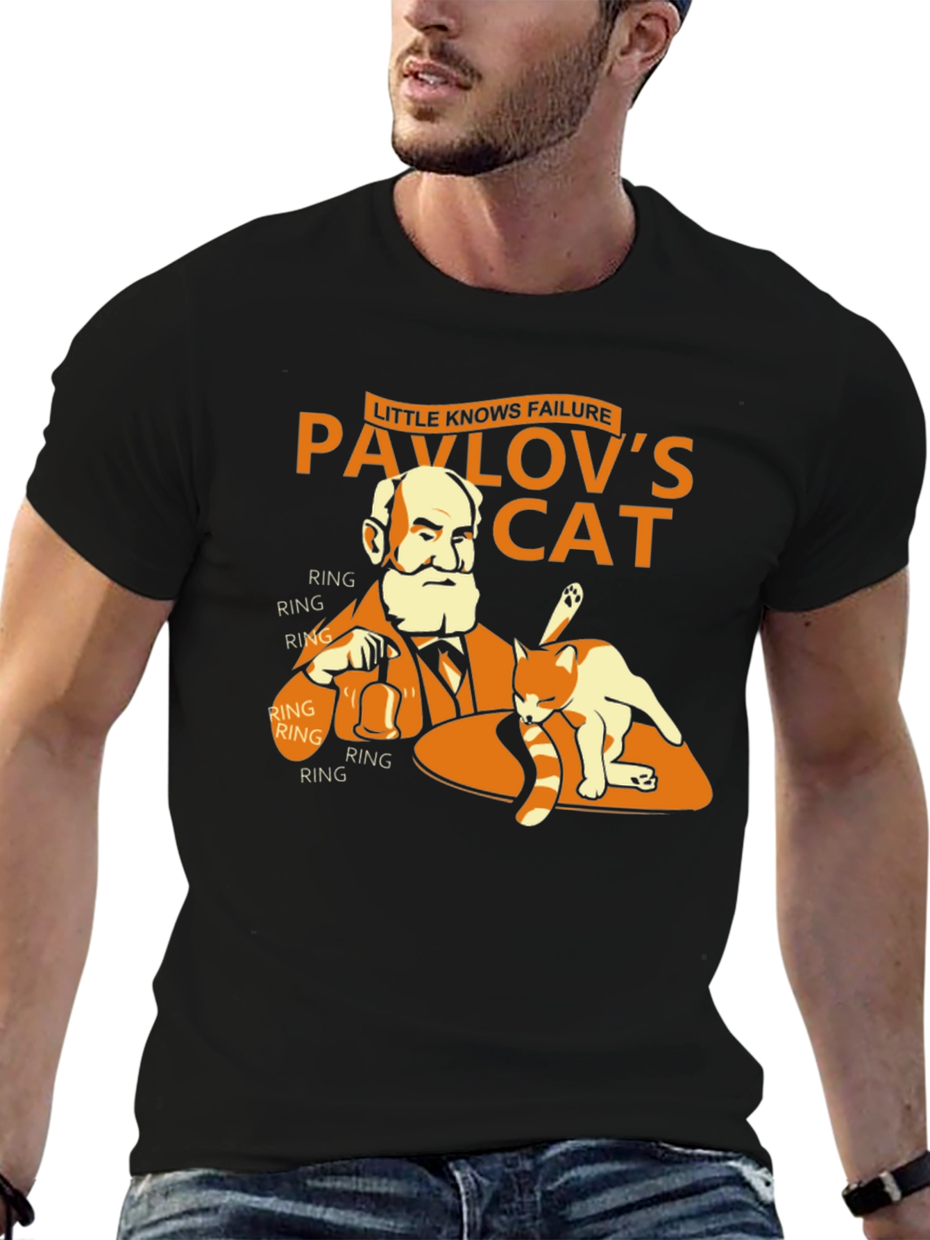 Black Pavlov's Cat T-Shirt - Funny Psychology Humor Tee view 6