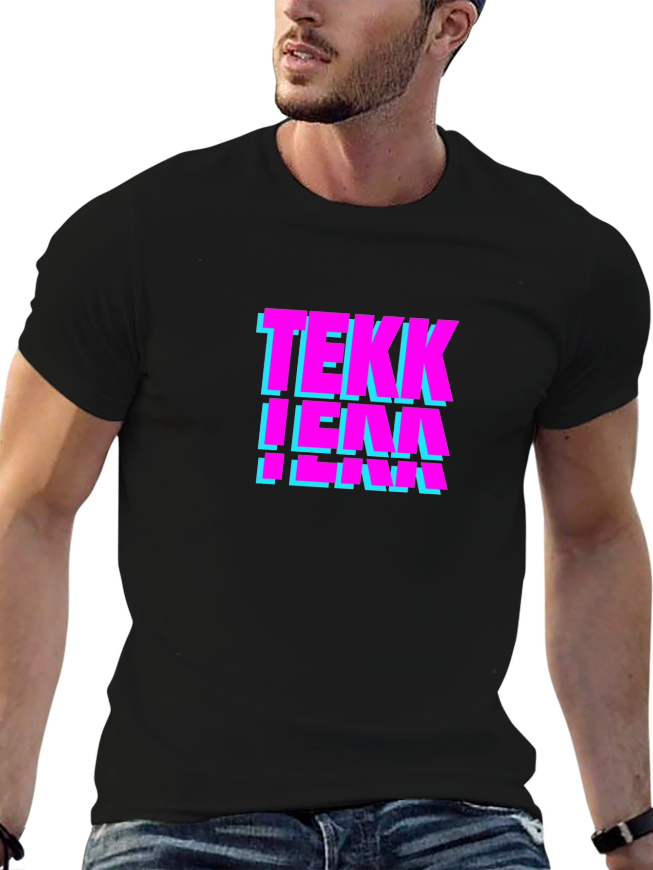 Black Tekk Tee: Retro Style Graphic T-Shirt view 6