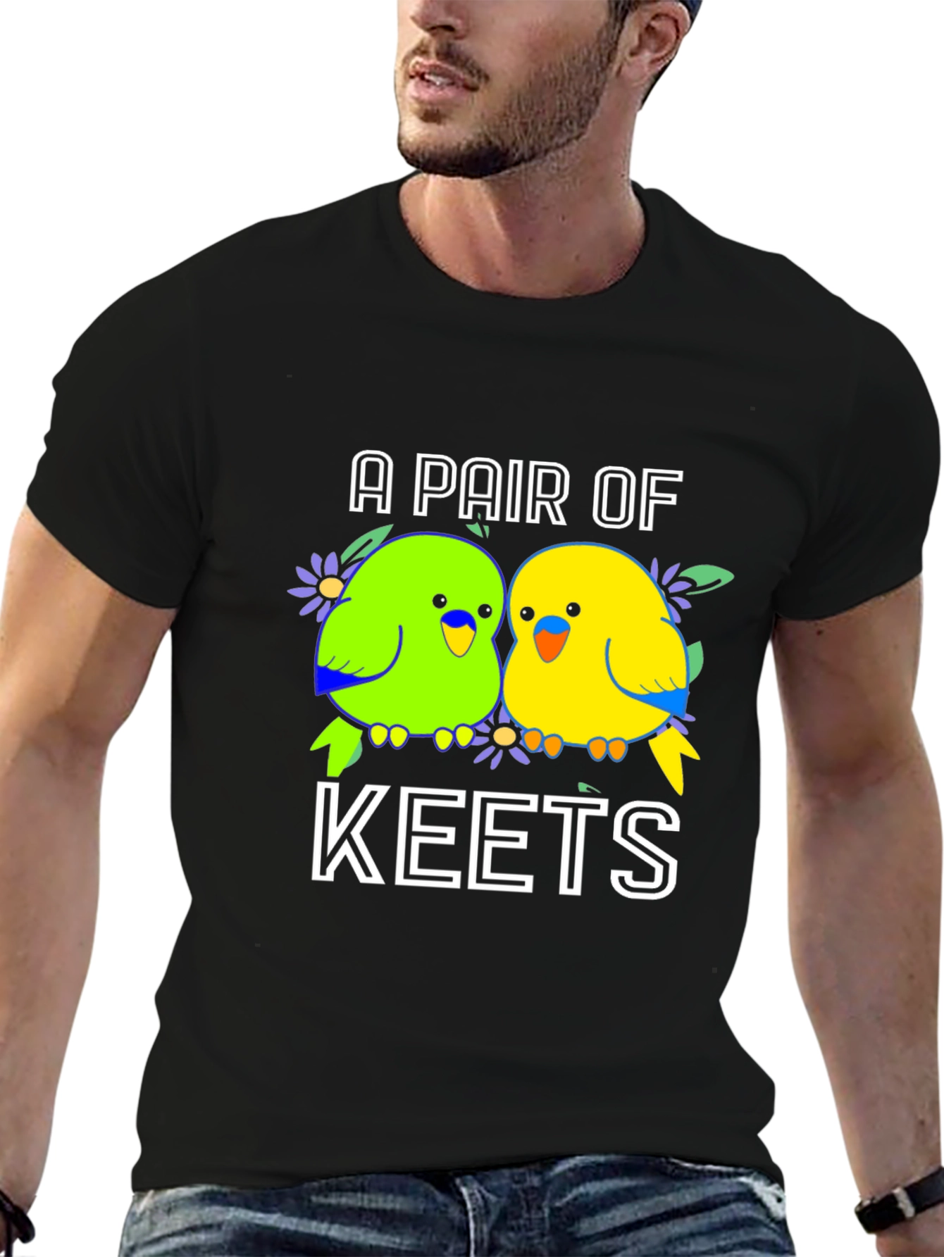 Black A Pair of Keets T-Shirt - Budgie Lover Tee view 6