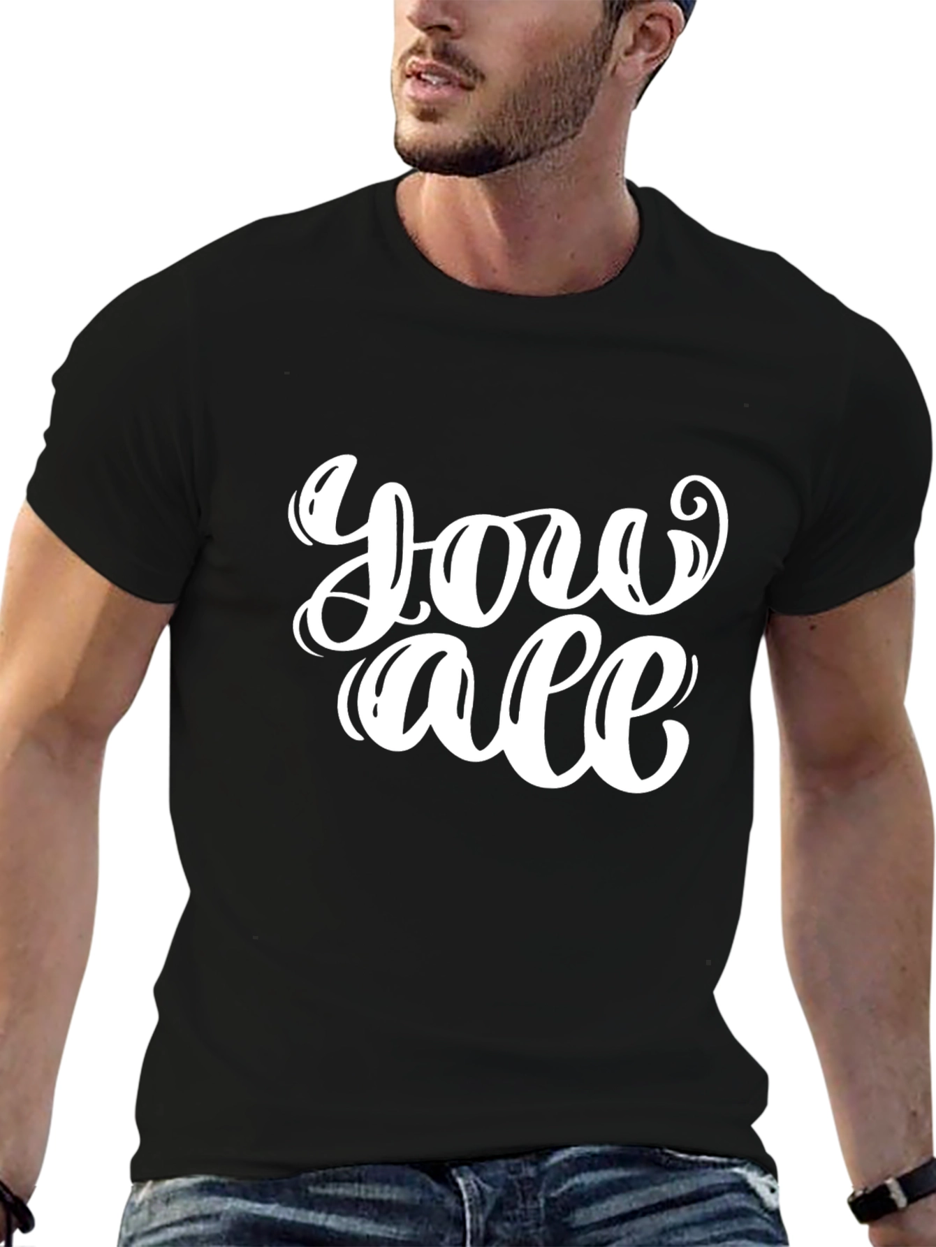 Black You All Graphic T-Shirt - Casual Black Tee view 6