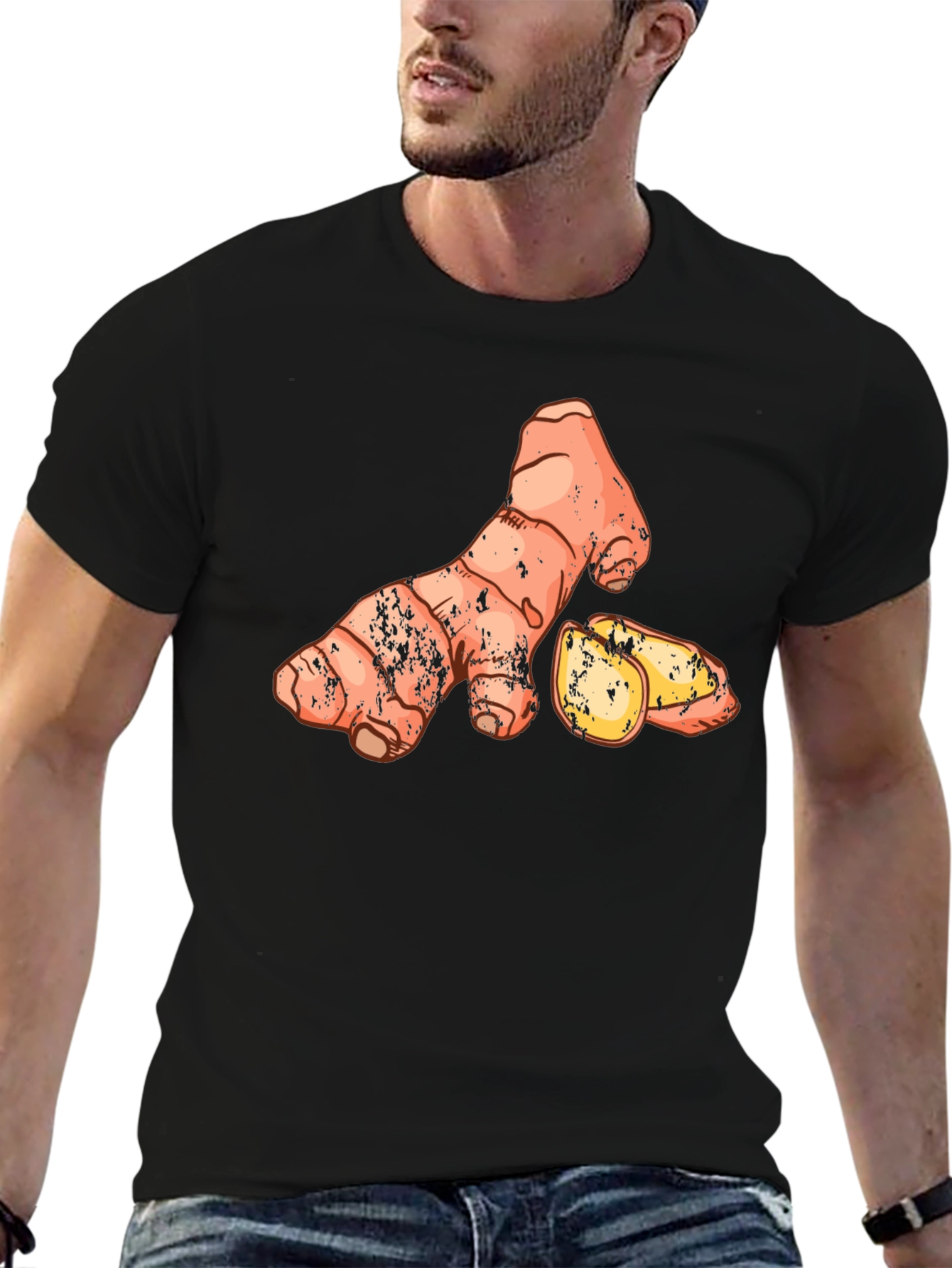 Black Ginger Graphic T-Shirt - Unisex Black Tee view 6
