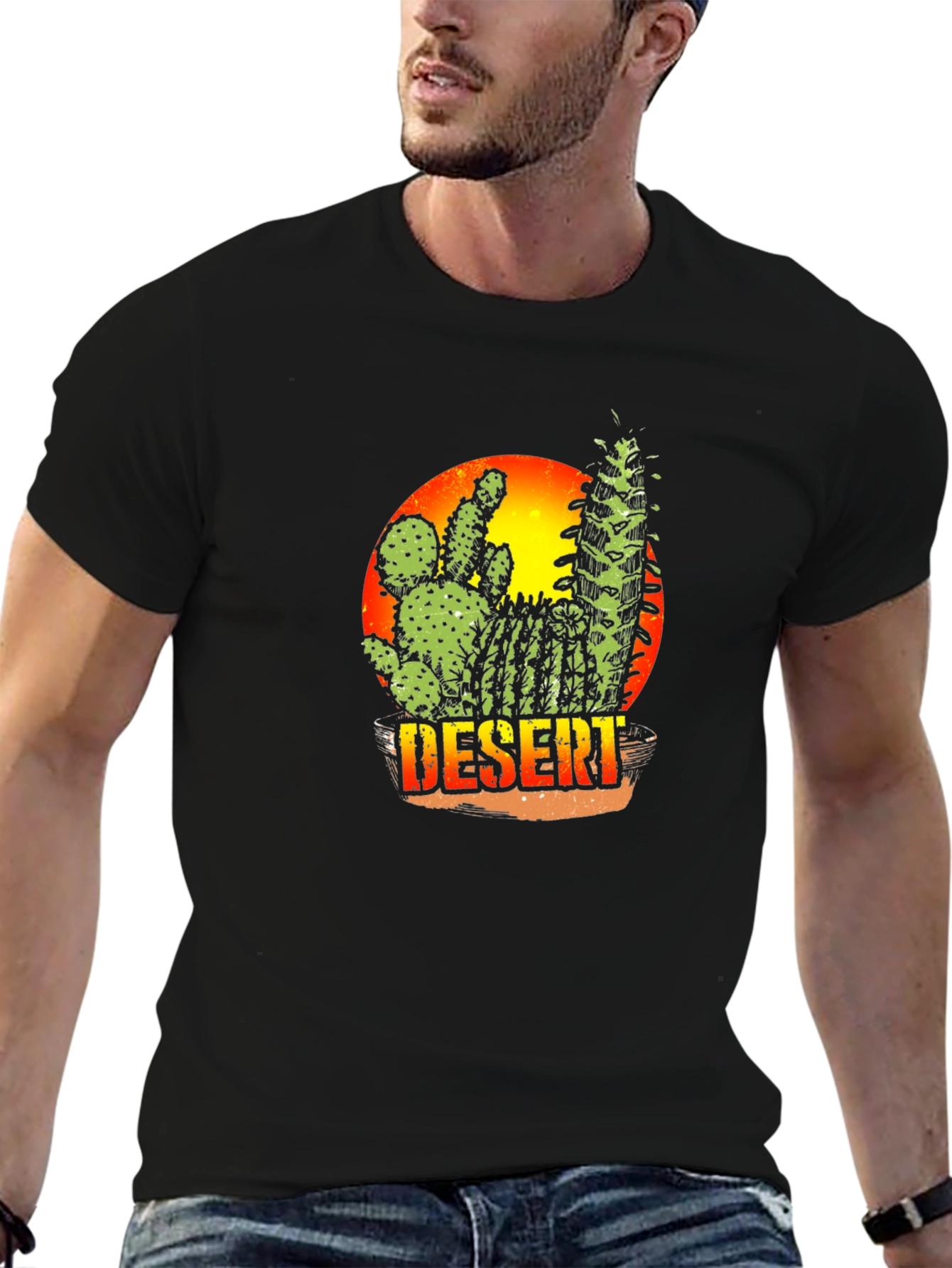 Black Desert Cactus Graphic Tee - Black view 6