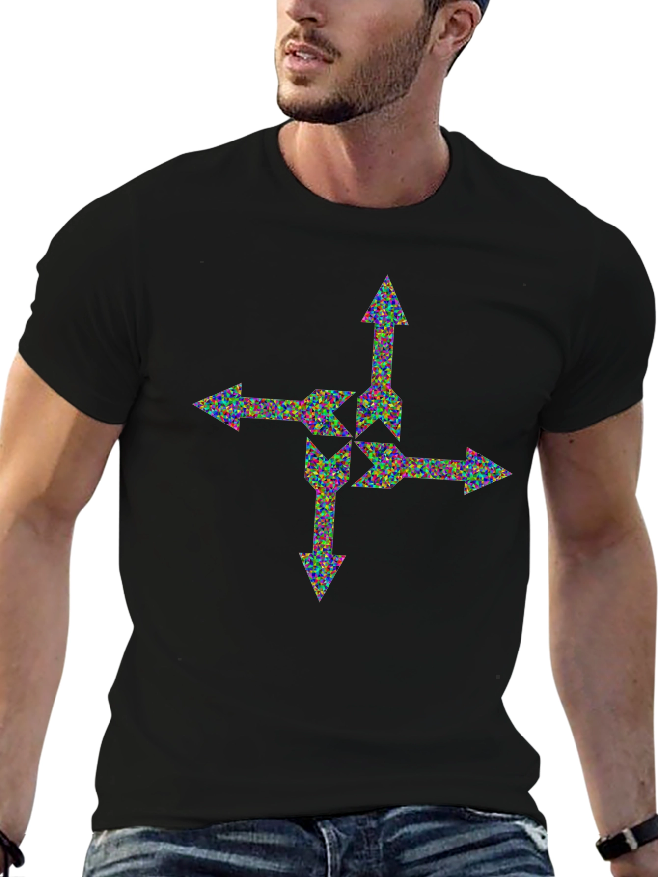 Black Abstract Arrow T-Shirt view 6