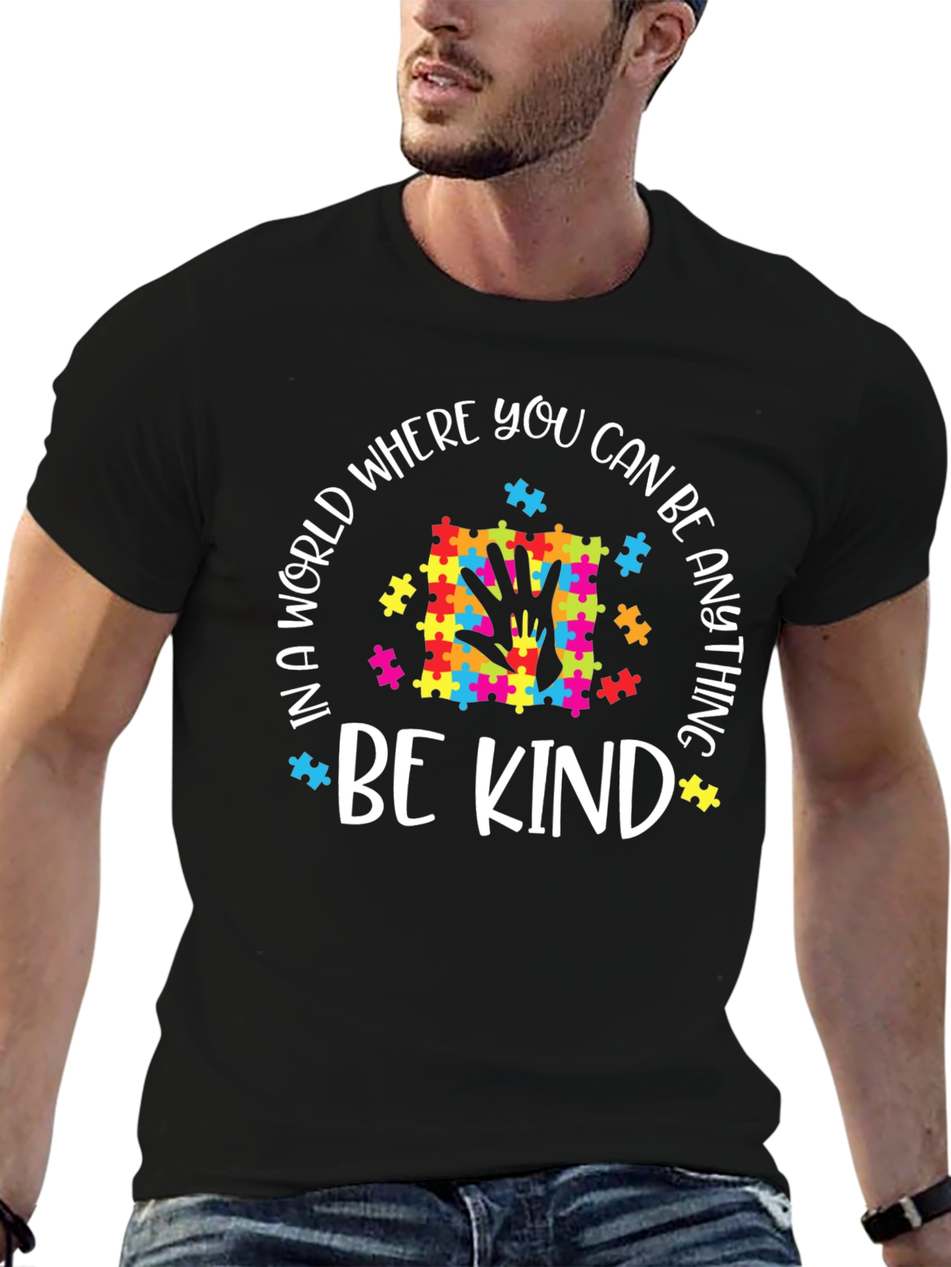 Black Be Kind Autism Awareness T-Shirt view 6