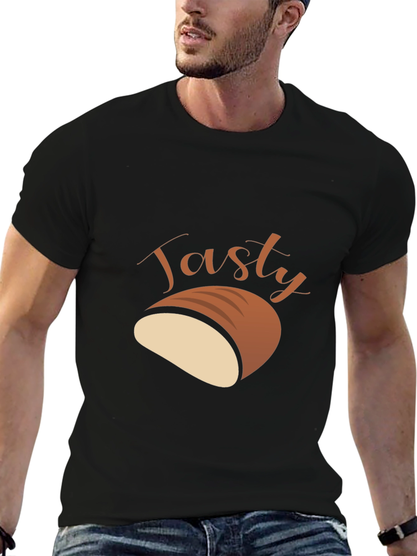 Black Tasty Bread Graphic T-Shirt - Unisex Casual Tee view 6