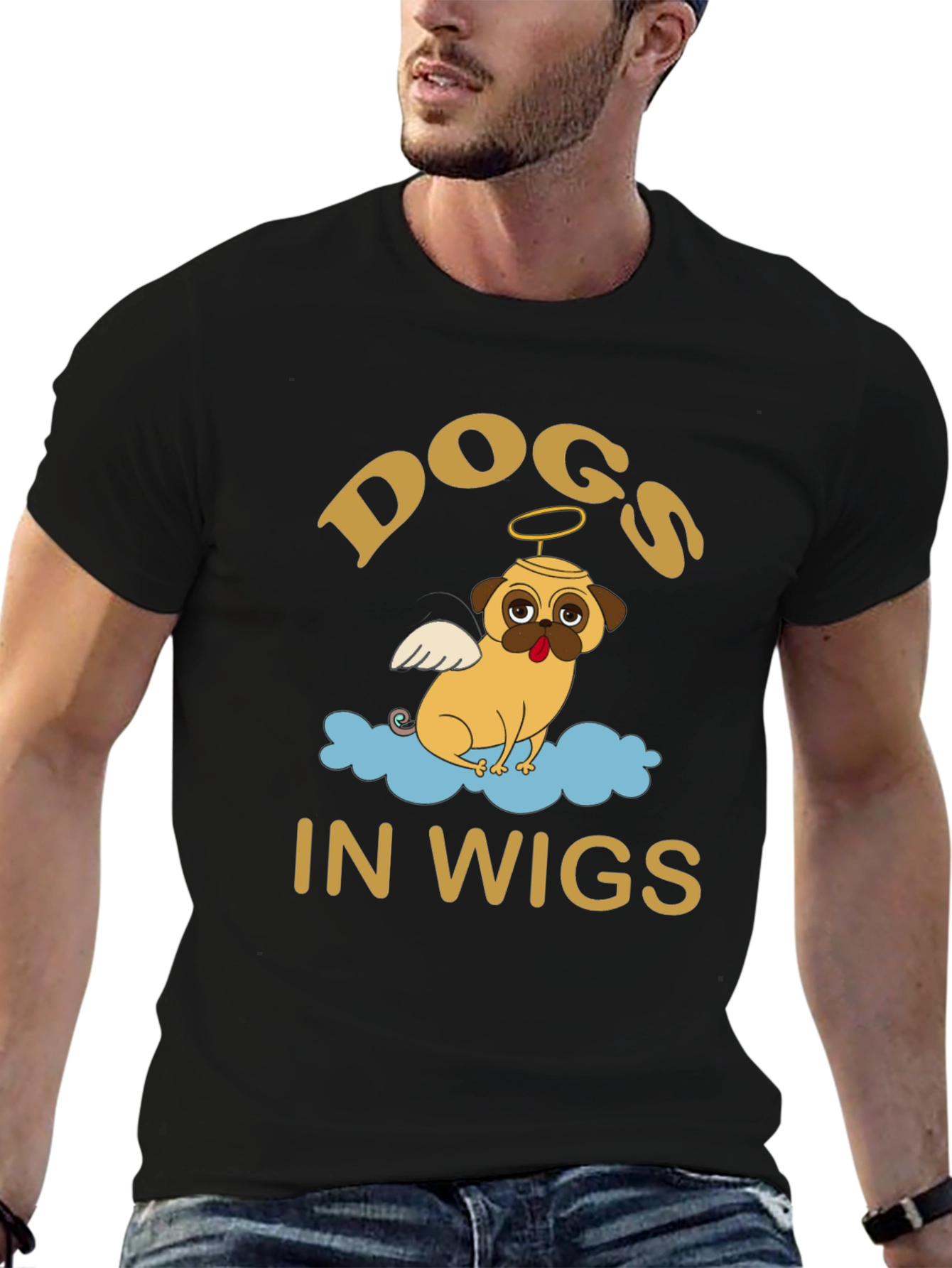 Black Dogs in Wigs Graphic Tee - Black T-Shirt view 6
