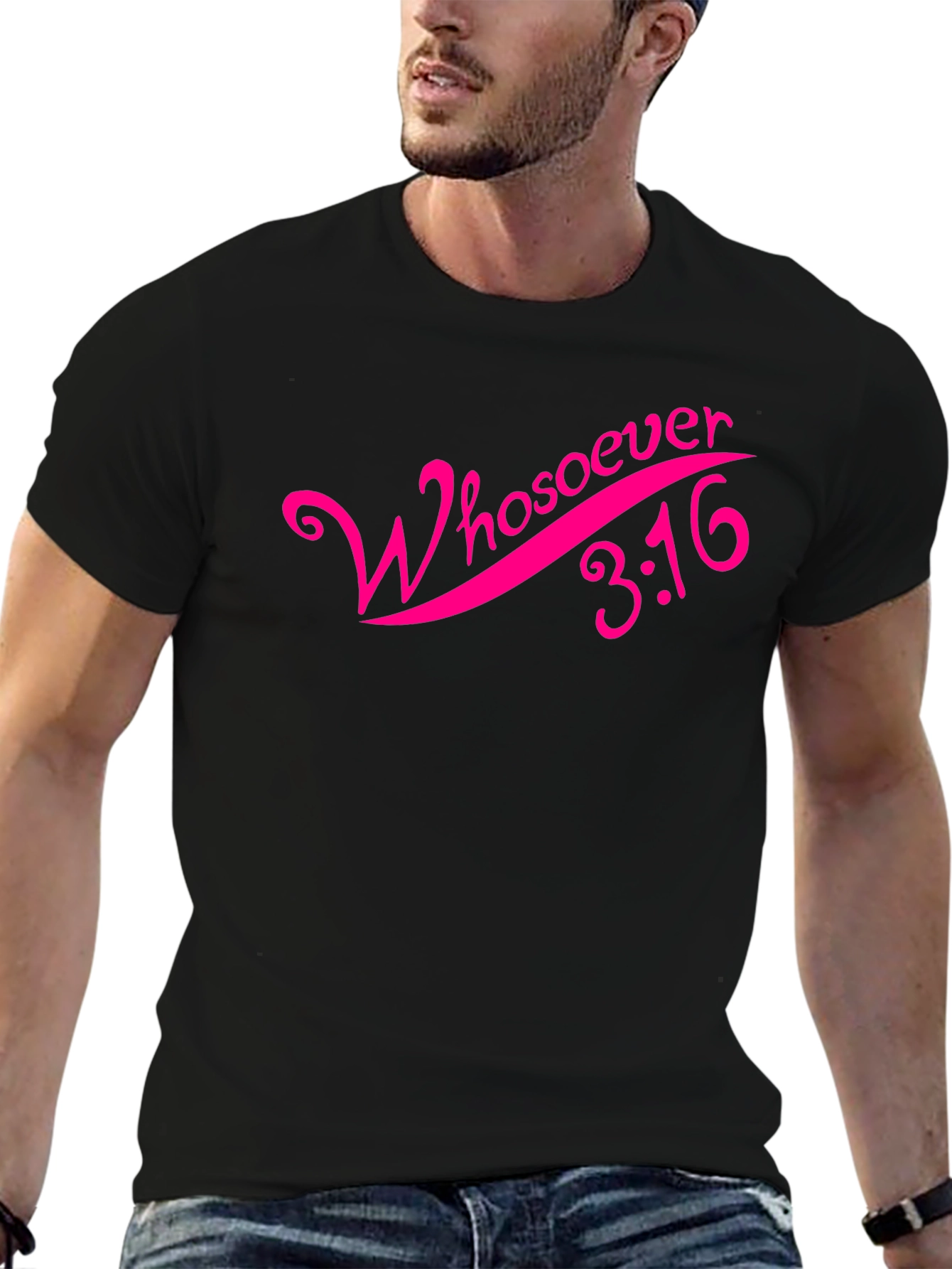 Black Whosoever John 3:16 Graphic T-Shirt view 6