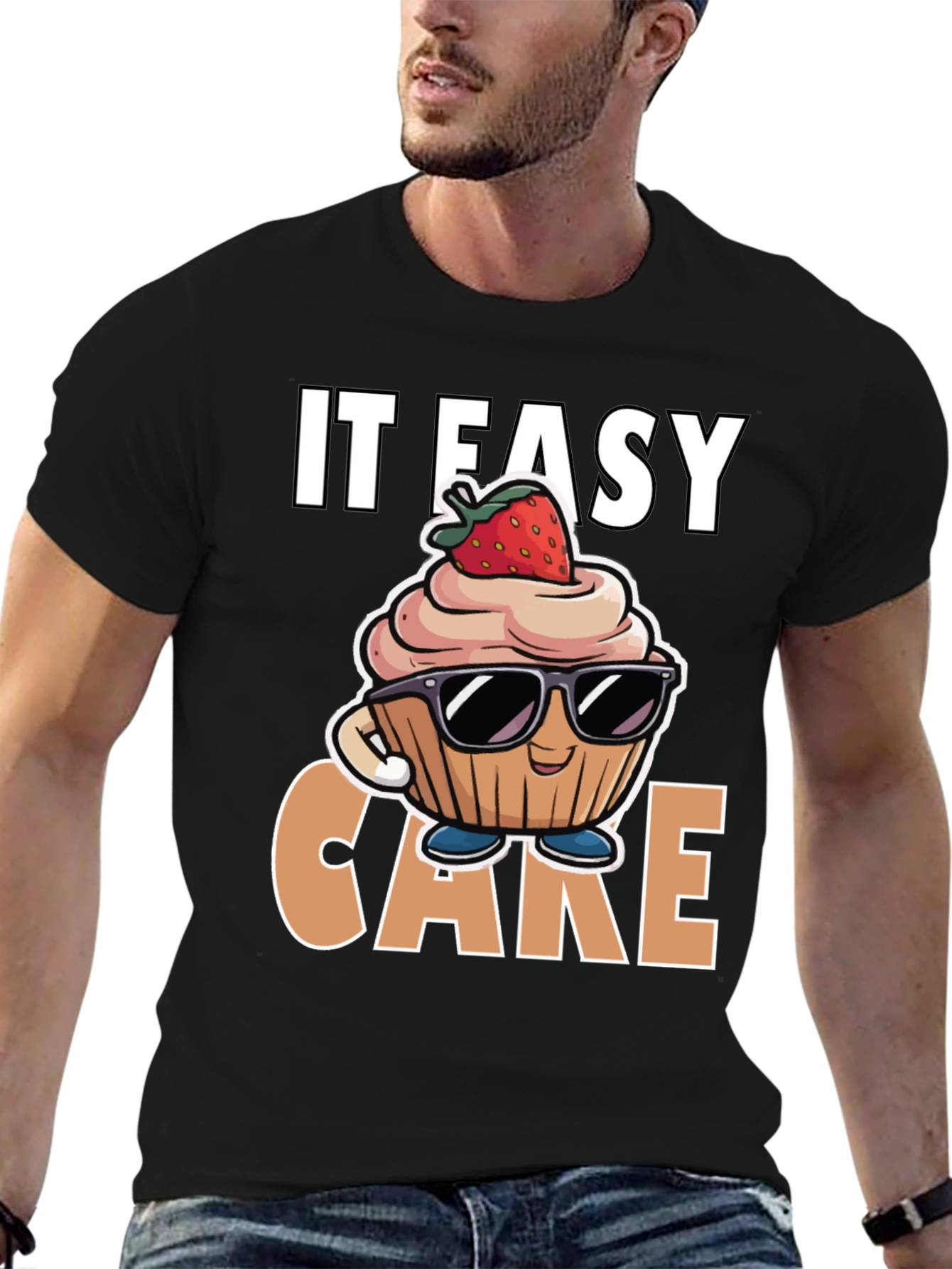 Black It Easy Cake T-Shirt view 6