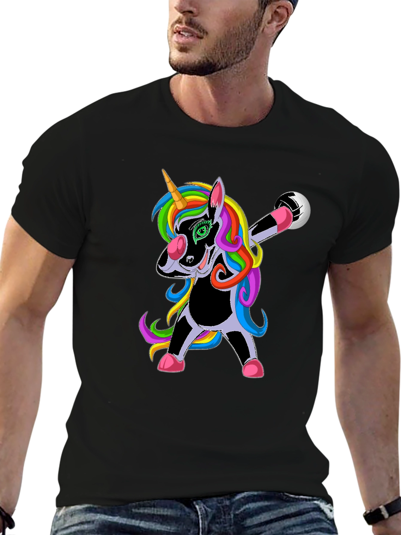 Black Dabbing Unicorn Soccer T-Shirt view 6