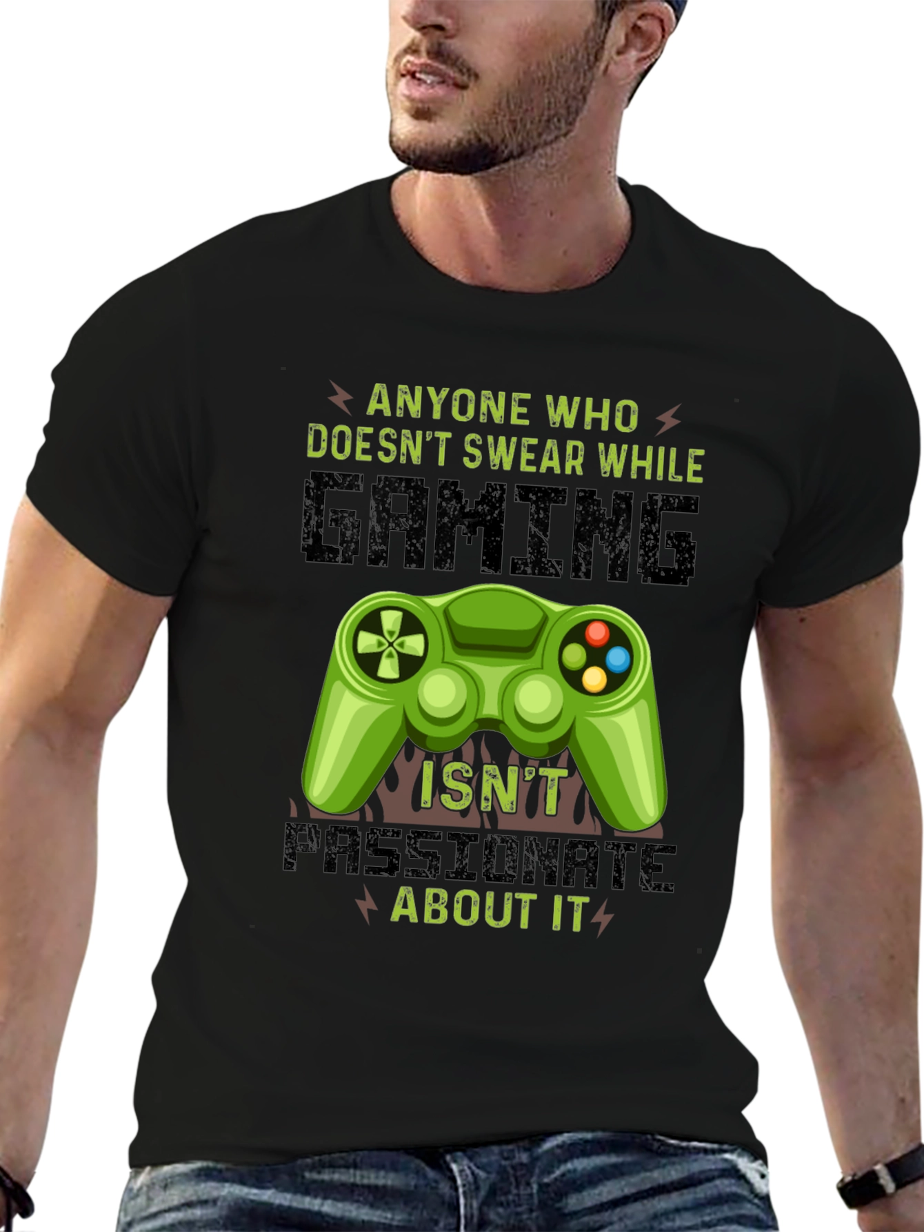 Black Gamer T-Shirt: Passionate Gaming Tee view 6