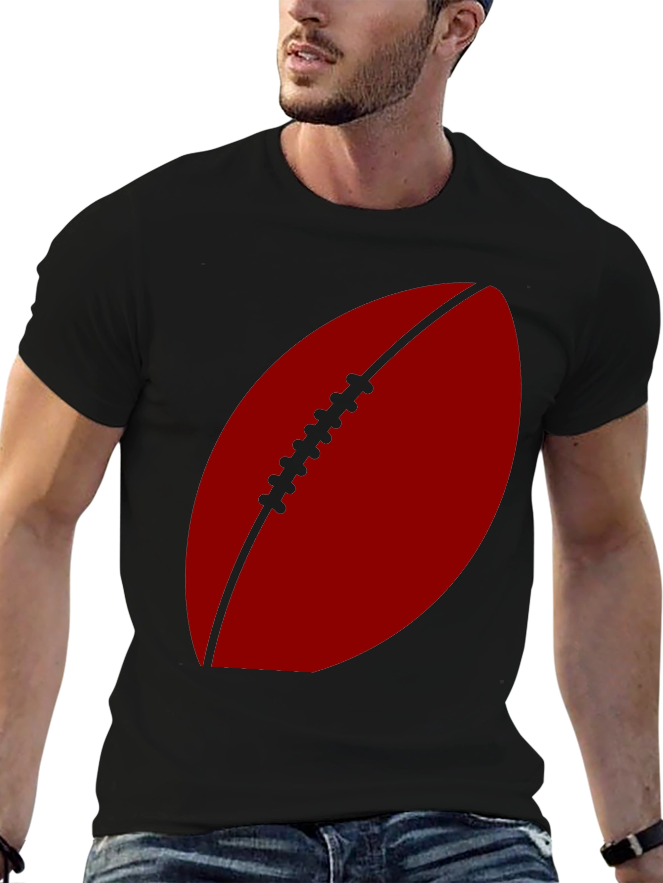 Black Football Graphic Tee - Casual Sportswear view 6